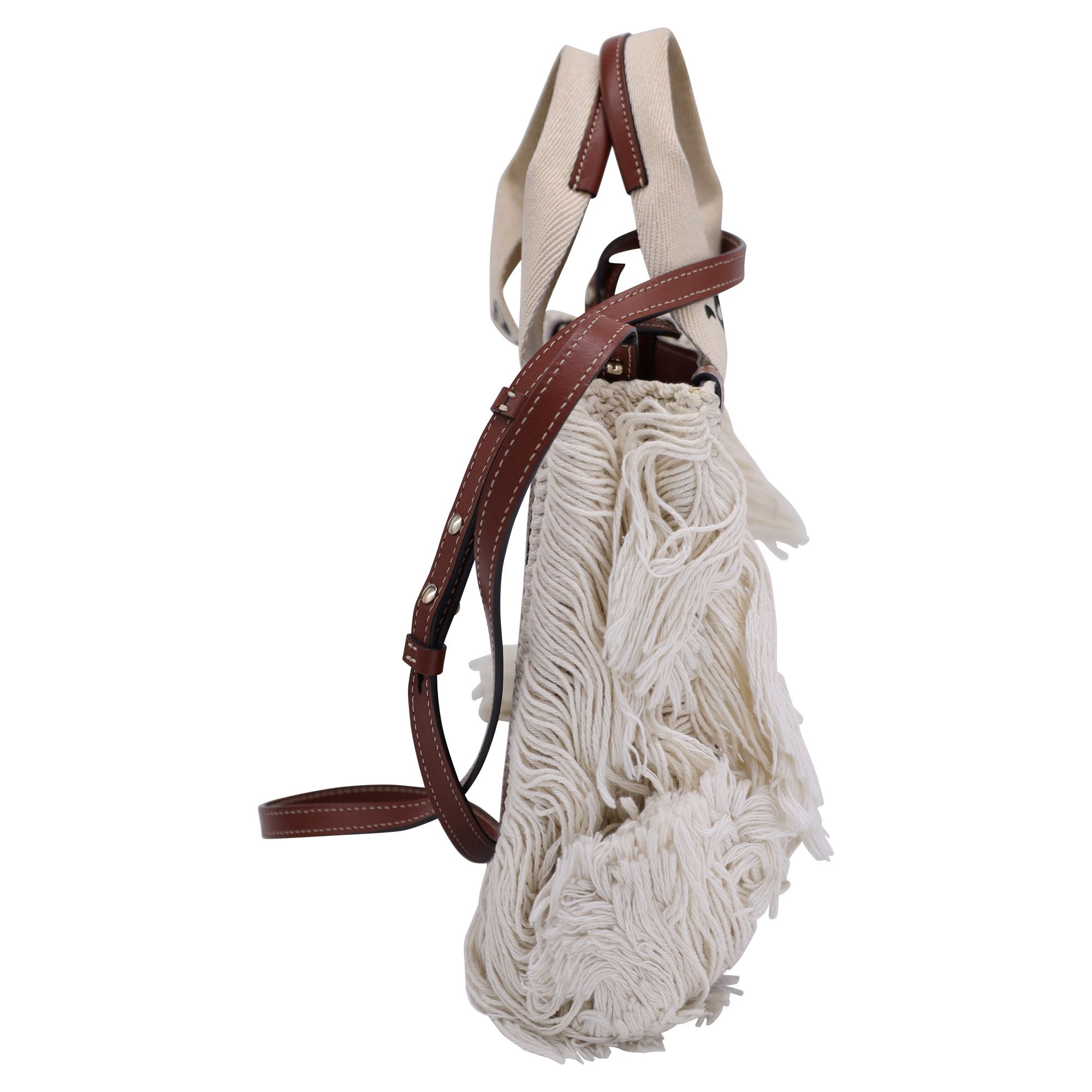 Chloe Chloé Small Woody Knit Fringe Tote Bag in White Recycled Cot Size ONE SIZE - 2 Thumbnail