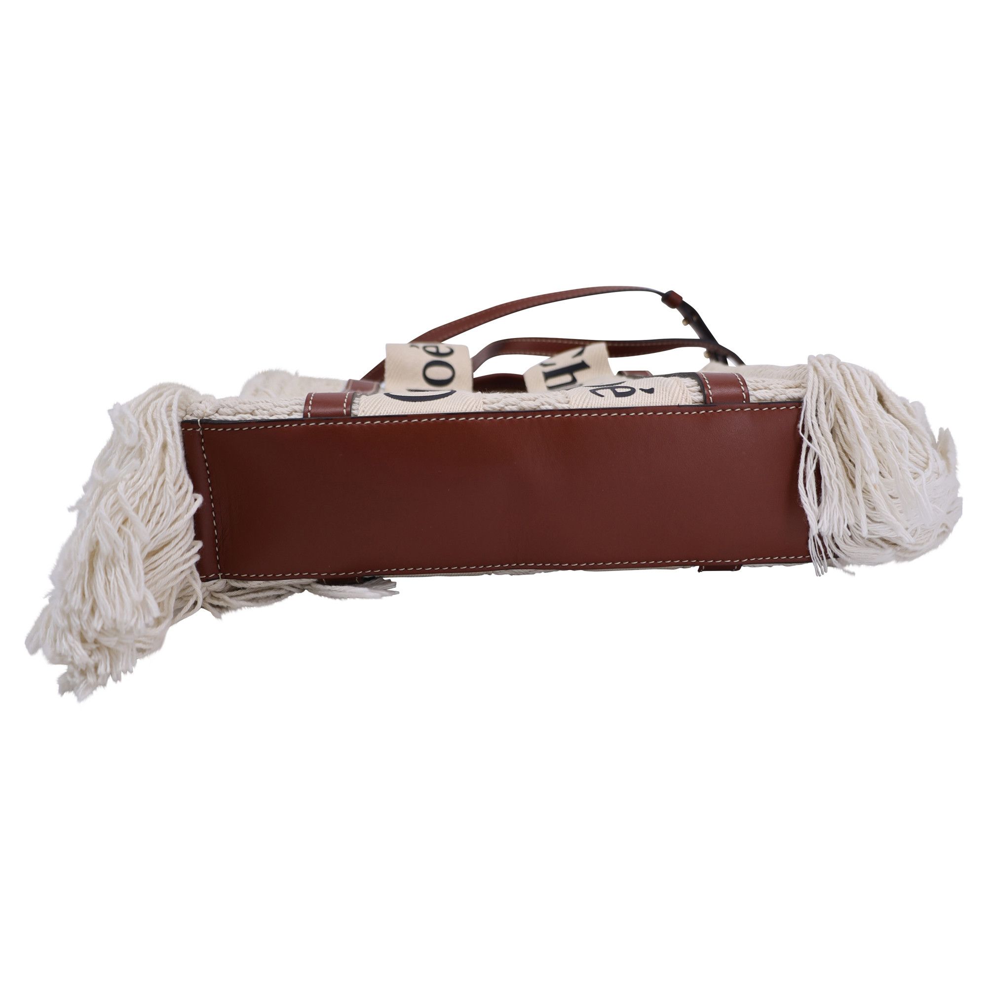 Chloe Chloé Small Woody Knit Fringe Tote Bag in White Recycled Cot Size ONE SIZE - 4 Thumbnail