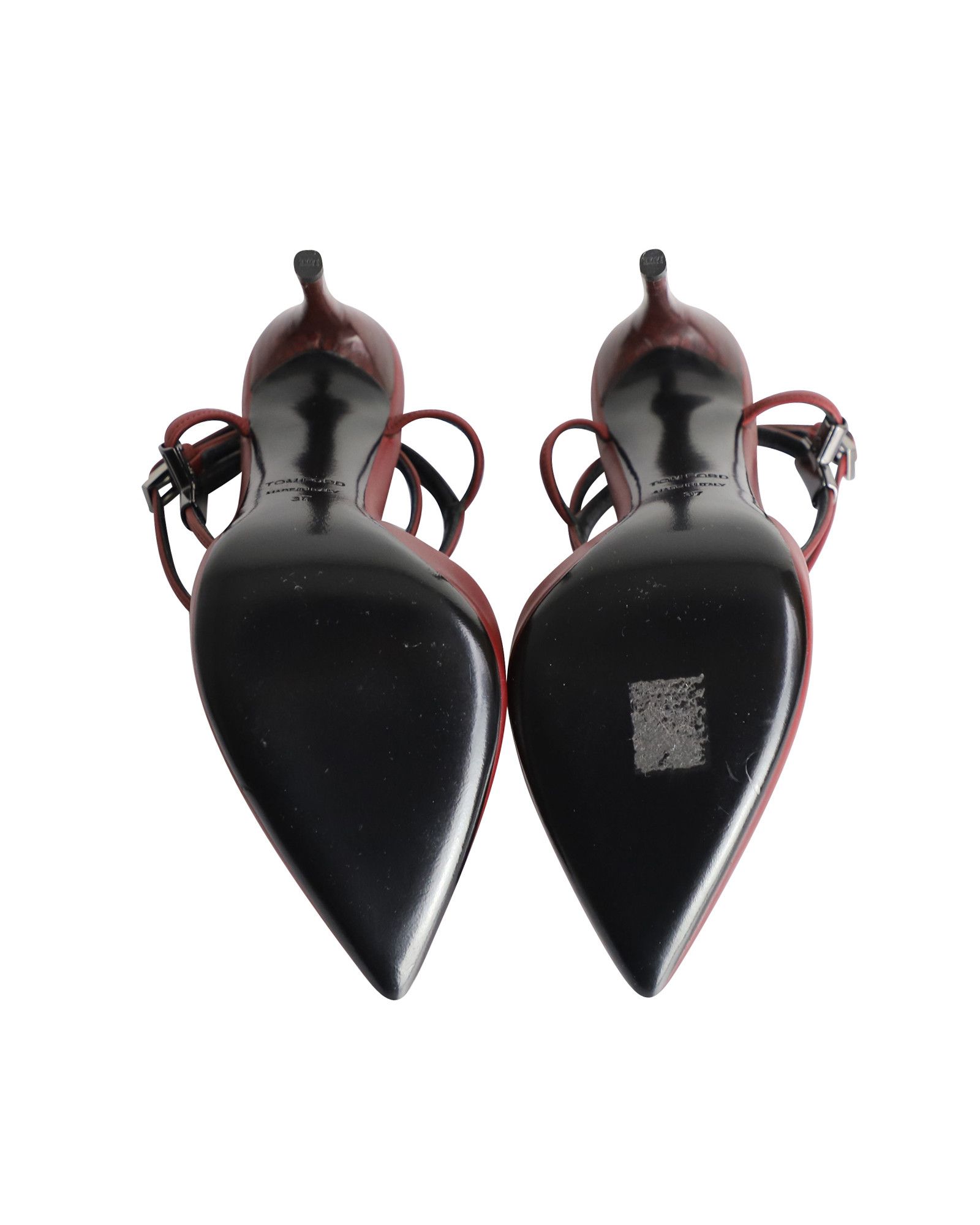 Tom Ford Tom Ford Double Ankle Strap Pumps in Maroon Leather Size US 7 / IT 37 - 6 Thumbnail