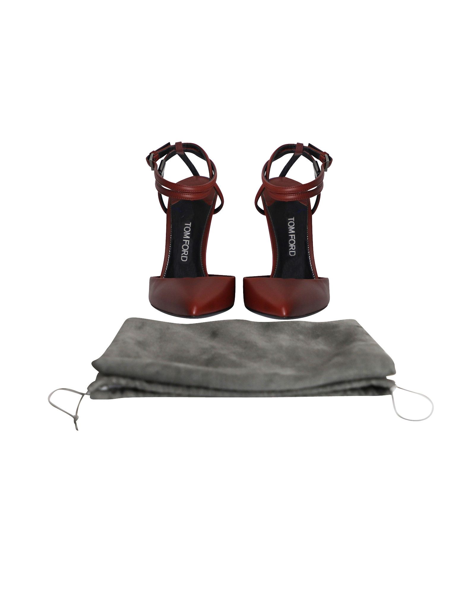 Tom Ford Tom Ford Double Ankle Strap Pumps in Maroon Leather Size US 7 / IT 37 - 10 Thumbnail