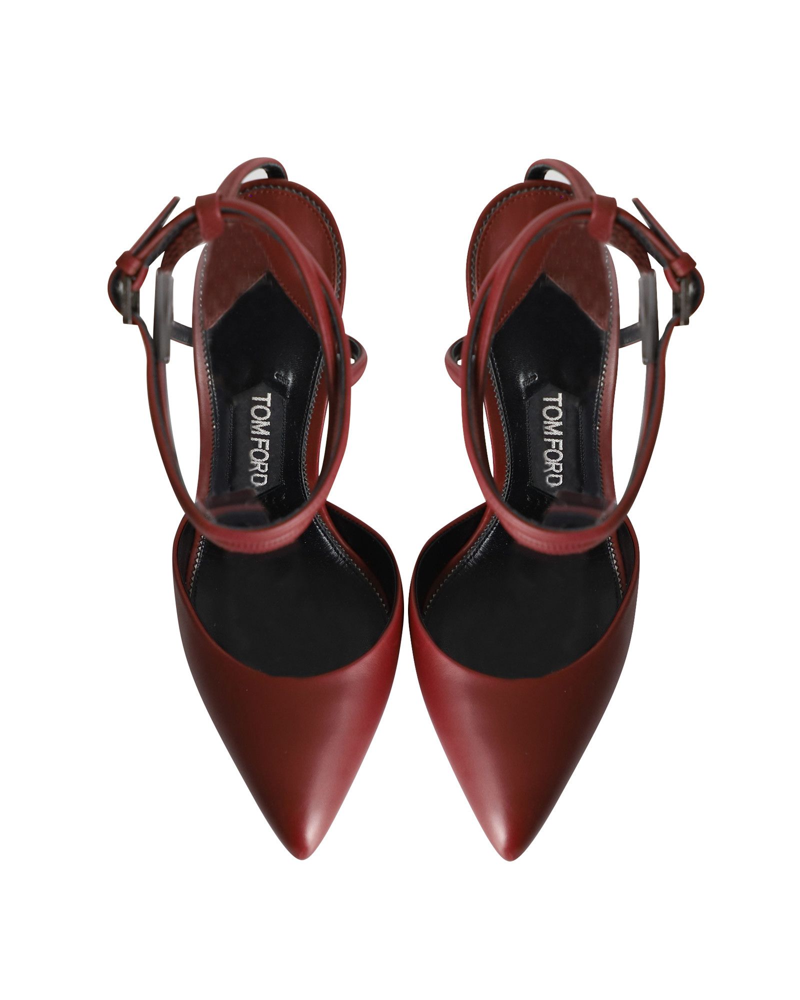 Tom Ford Tom Ford Double Ankle Strap Pumps in Maroon Leather Size US 7 / IT 37 - 5 Thumbnail