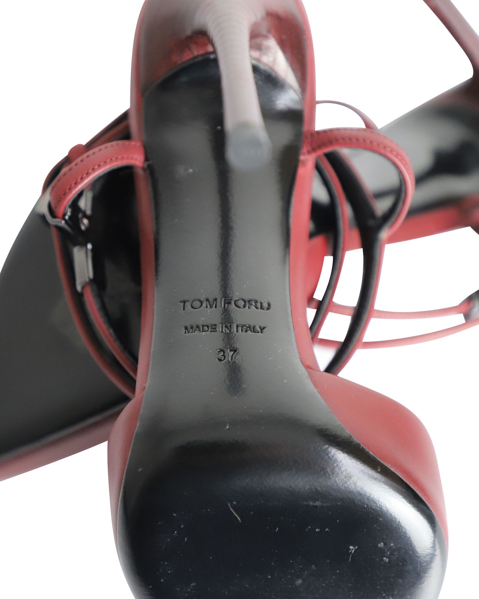 Tom Ford Tom Ford Double Ankle Strap Pumps in Maroon Leather Size US 7 / IT 37 - 7 Thumbnail