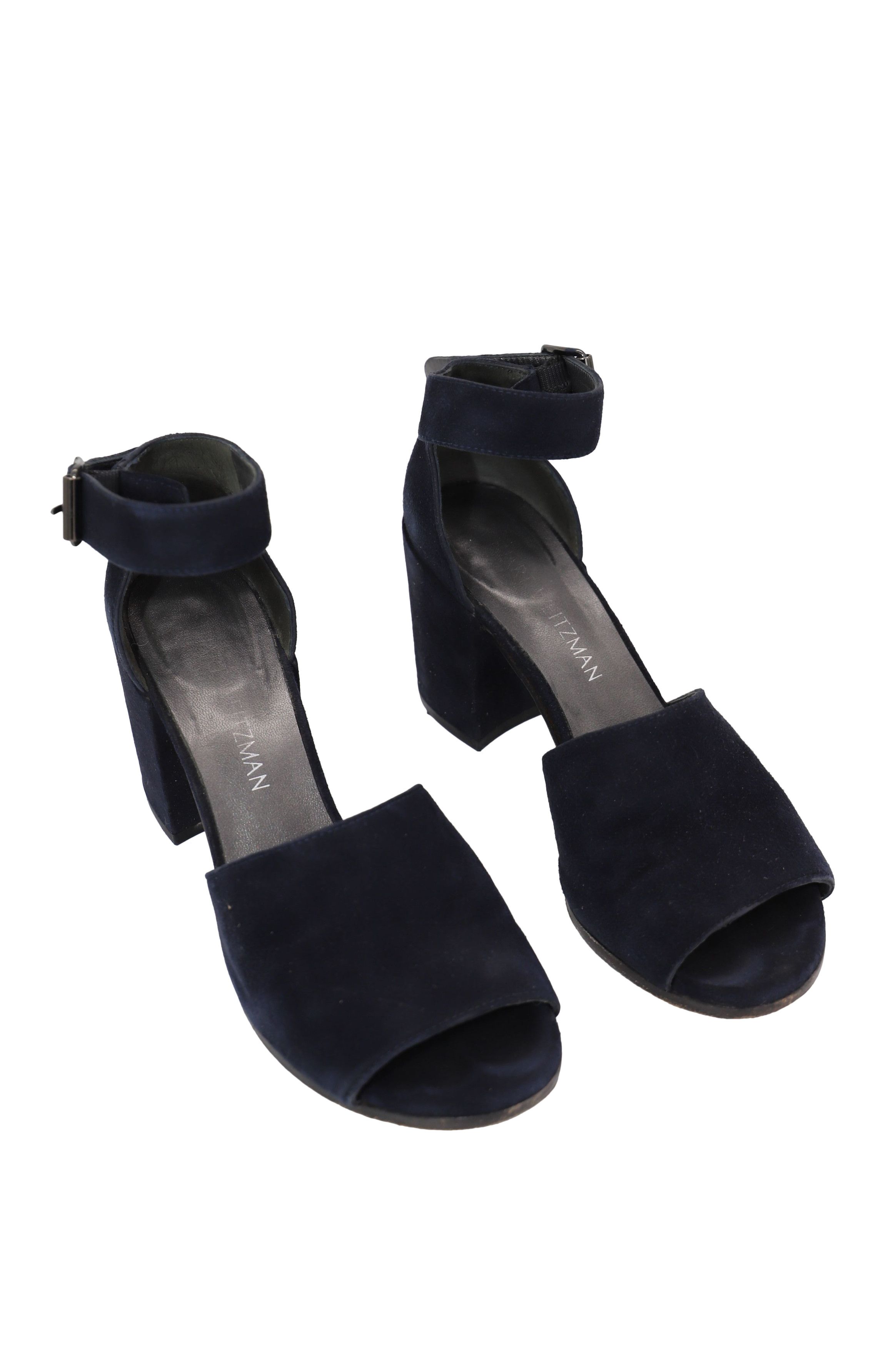 Stuart Weitzman Stuart Weitzman Soho Gal Block Sandals in Navy Blue Suede Size US 6 / IT 36 - 6 Thumbnail