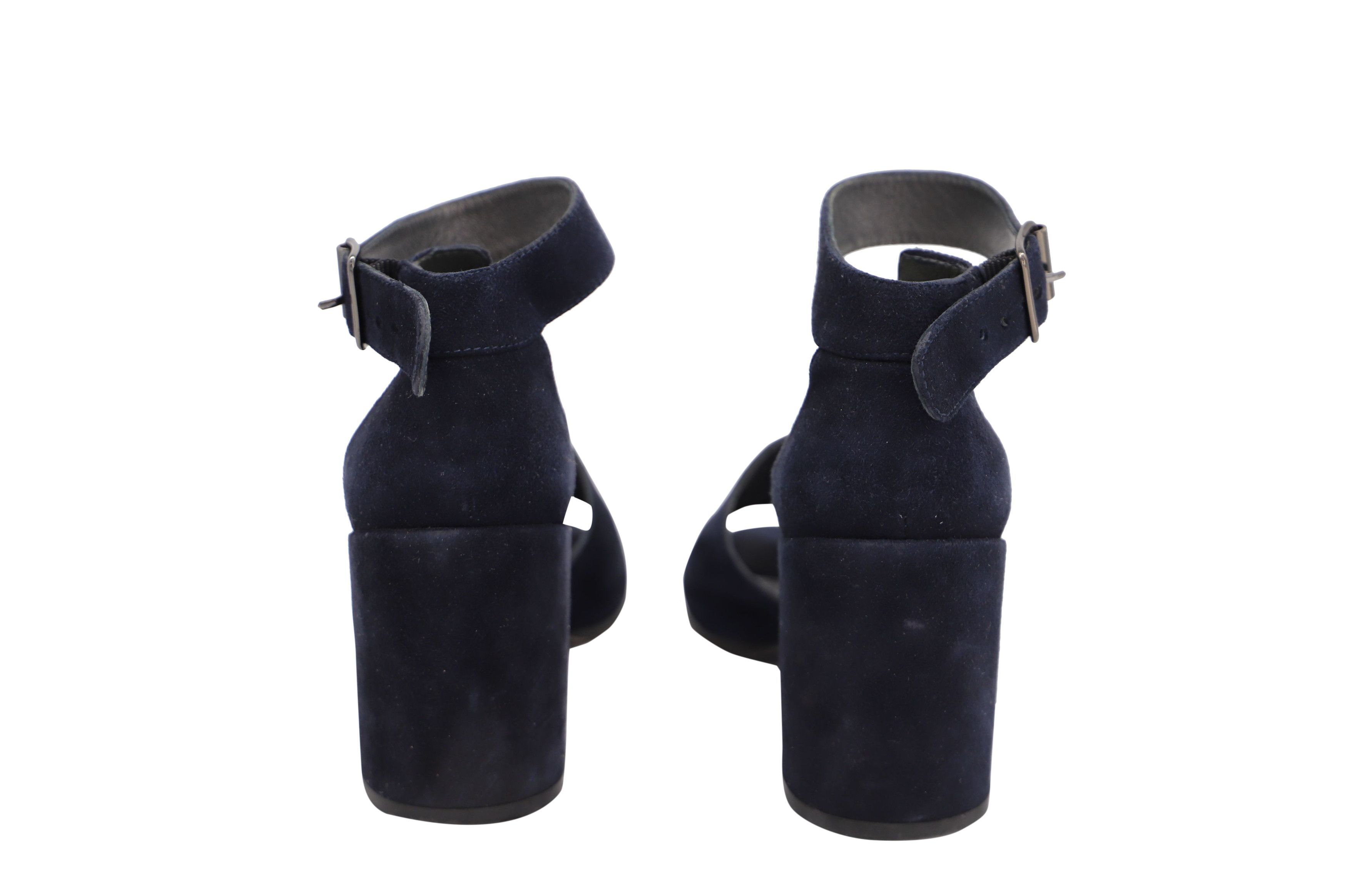 Stuart Weitzman Stuart Weitzman Soho Gal Block Sandals in Navy Blue Suede Size US 6 / IT 36 - 4 Thumbnail