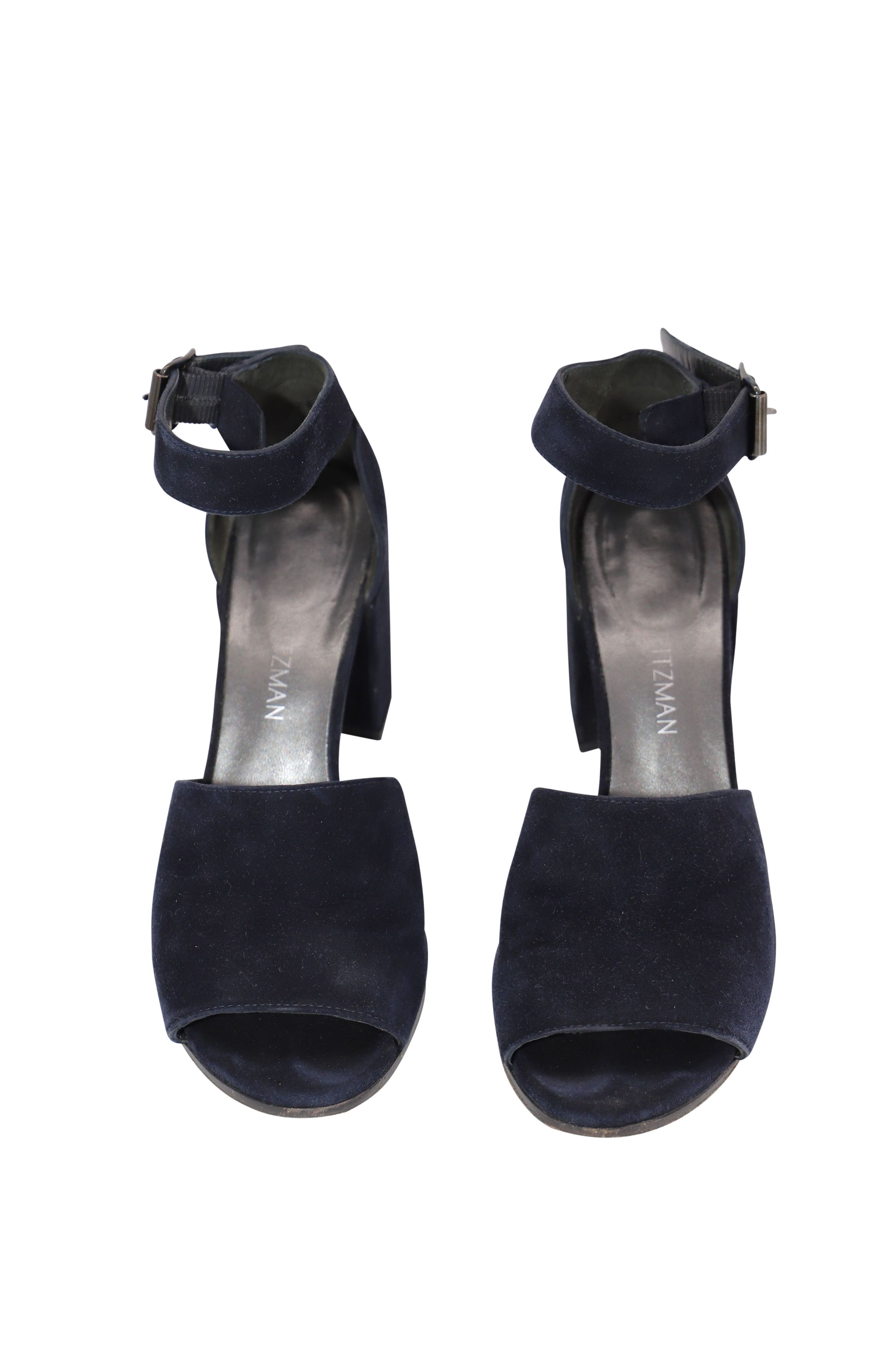 Stuart Weitzman Stuart Weitzman Soho Gal Block Sandals in Navy Blue Suede Size US 6 / IT 36 - 2 Thumbnail