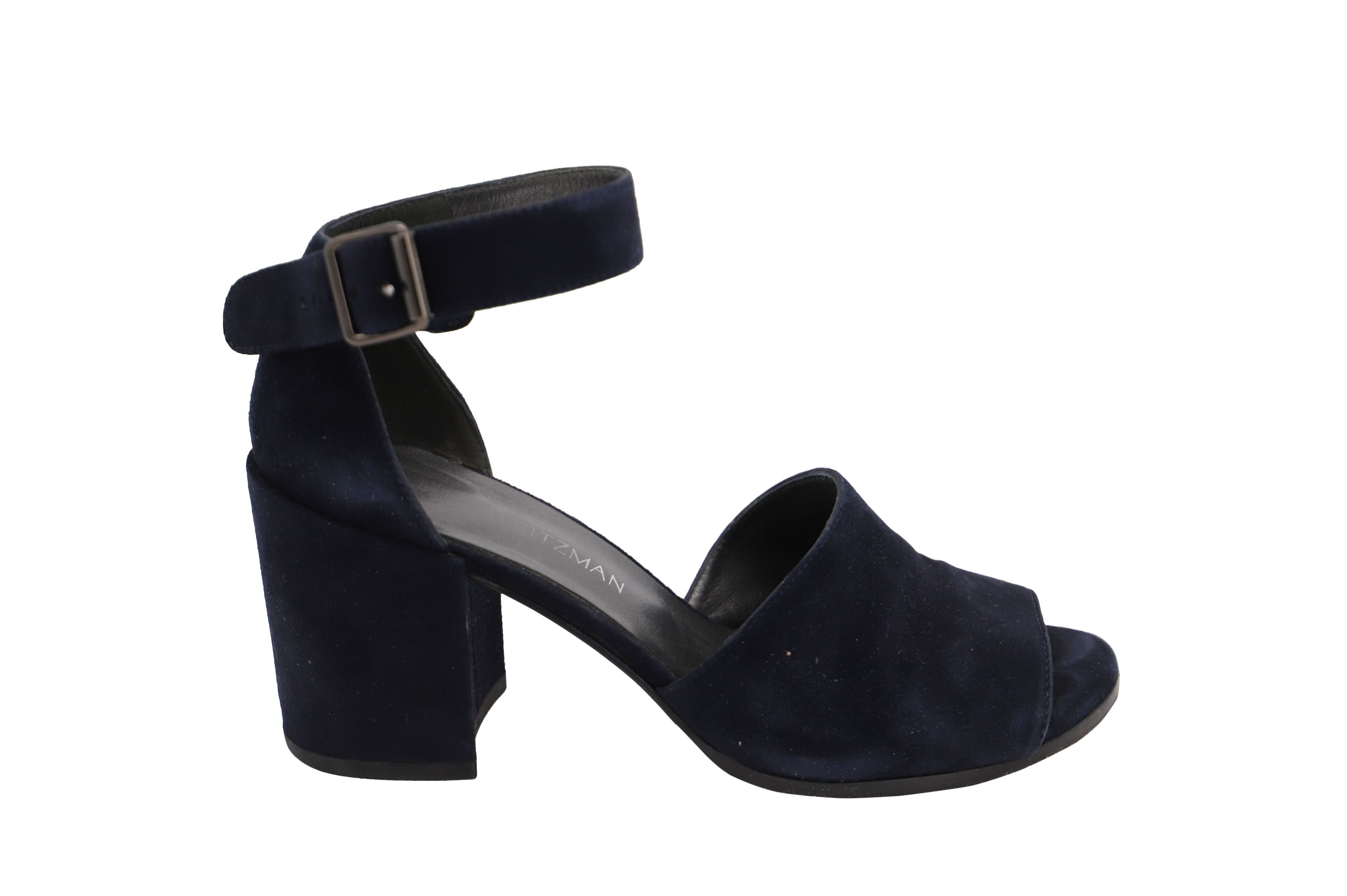 Stuart Weitzman Stuart Weitzman Soho Gal Block Sandals in Navy Blue Suede Size US 6 / IT 36 - 3 Thumbnail