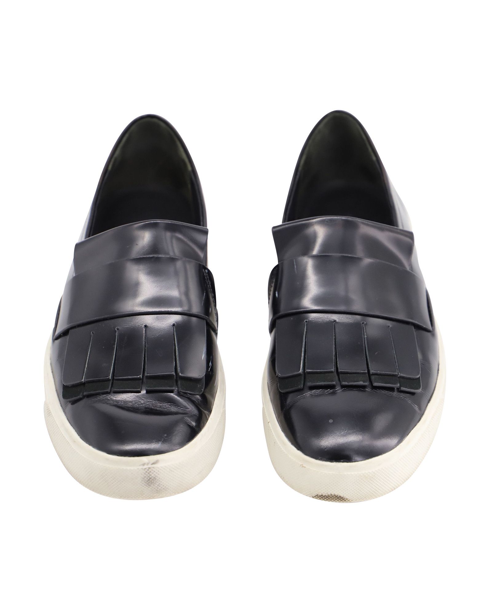 Vince Vince Conventry Kiltie Fringe Slip-On Sneakers in Black Leat Size US 6 / IT 36 - 2 Thumbnail