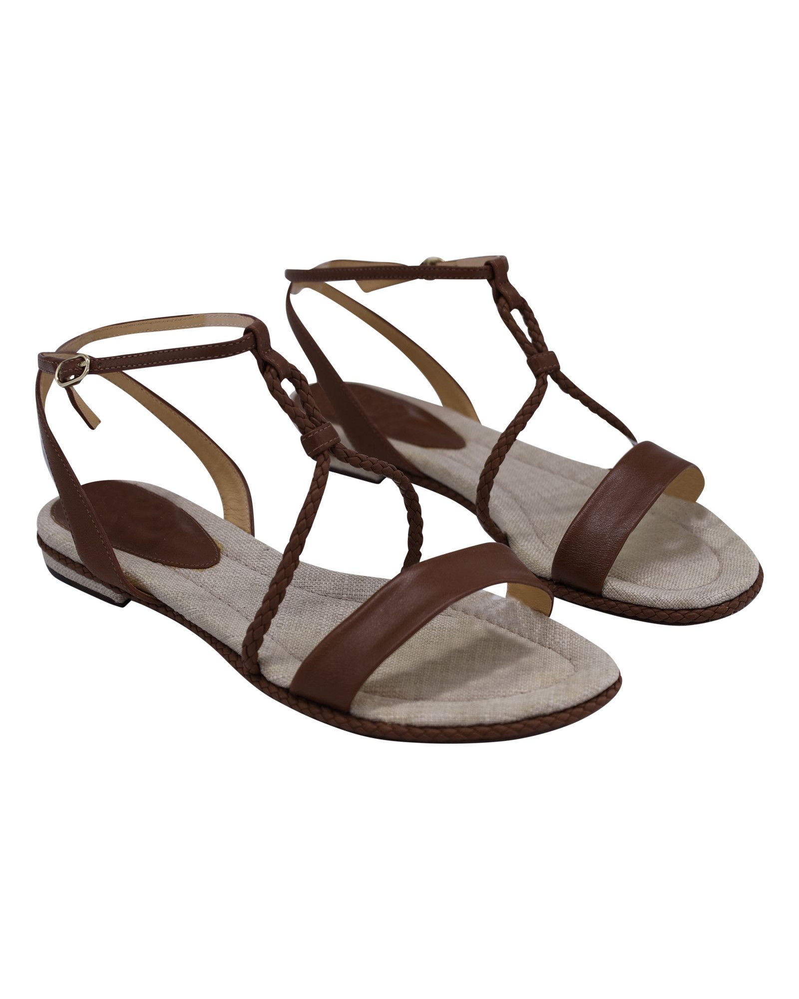 Alexandre Birman Alexandre Birman Braided Flat Sandals in Brown Calfskin Leat Size US 6.5 / IT 36.5 - 2 Thumbnail