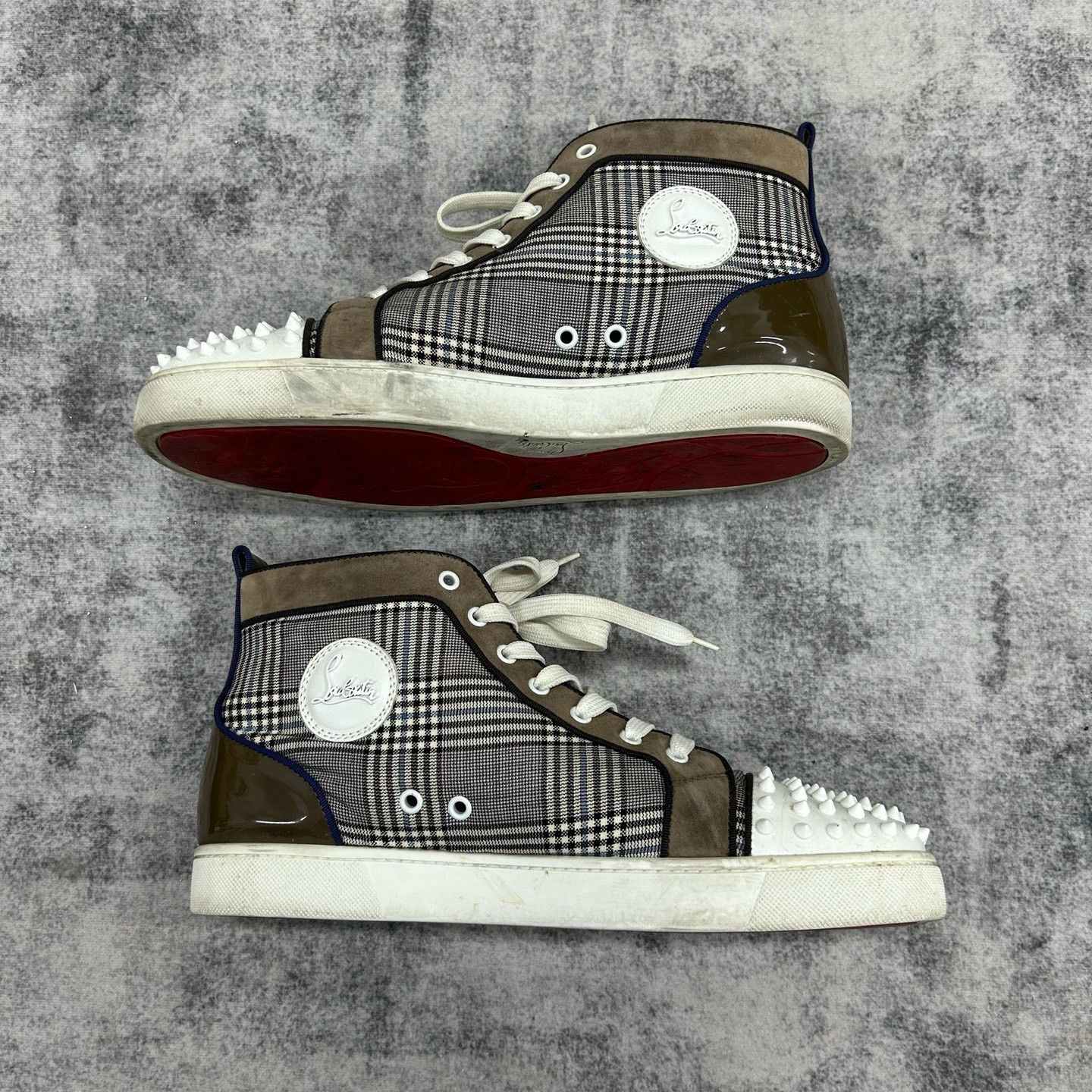 Christian Louboutin Christian Louboutin Plaid Studded Hi-Top Sneakers US 12 Size US 12 / EU 45 - 4 Thumbnail