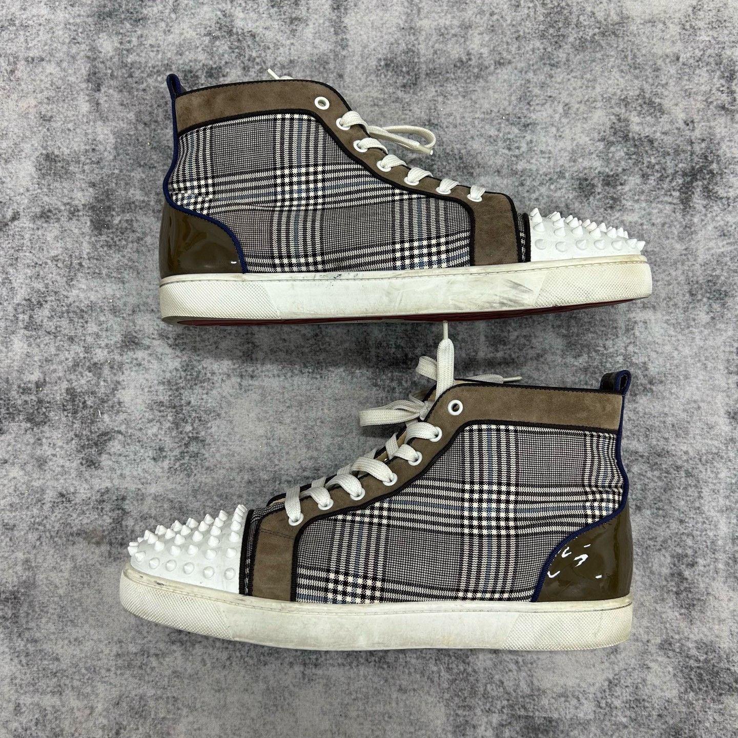 Christian Louboutin Christian Louboutin Plaid Studded Hi-Top Sneakers US 12 Size US 12 / EU 45 - 5 Thumbnail