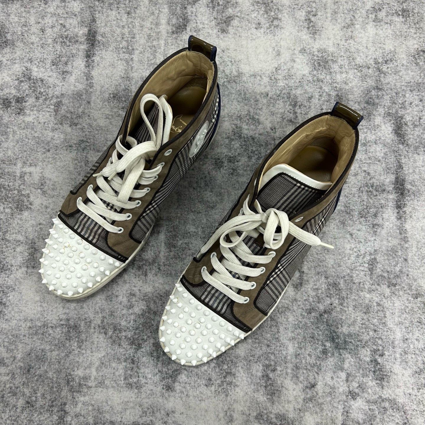 Christian Louboutin Christian Louboutin Plaid Studded Hi-Top Sneakers US 12 Size US 12 / EU 45 - 3 Thumbnail