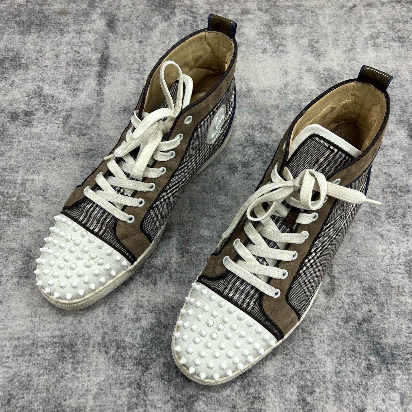 Christian Louboutin Christian Louboutin Plaid Studded Hi-Top Sneakers US 12 Size US 12 / EU 45 - 2 Thumbnail