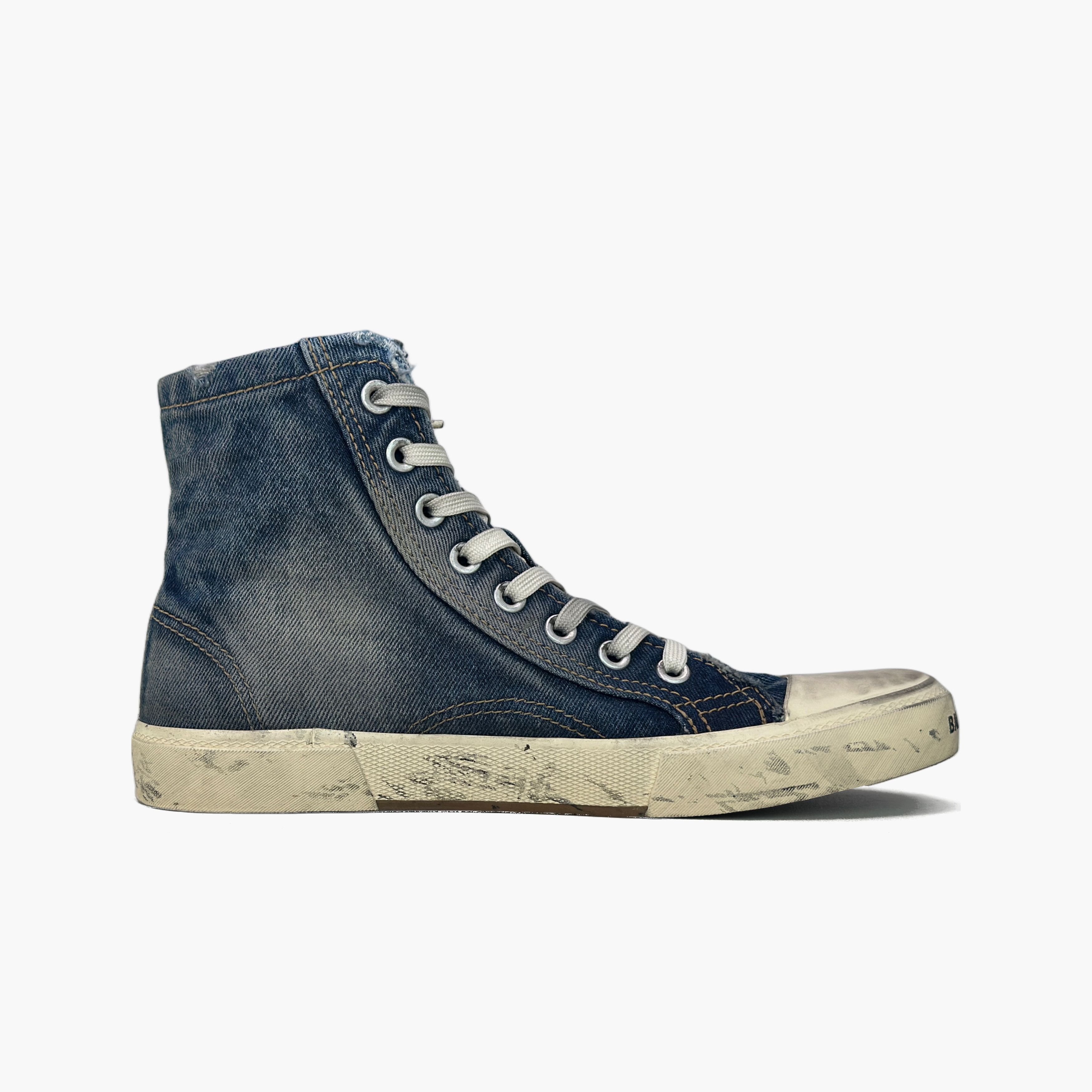 Balenciaga Balenciaga Paris Denim High Top Sneakers Size 8 Size US 8 / EU 41 - 2 Thumbnail