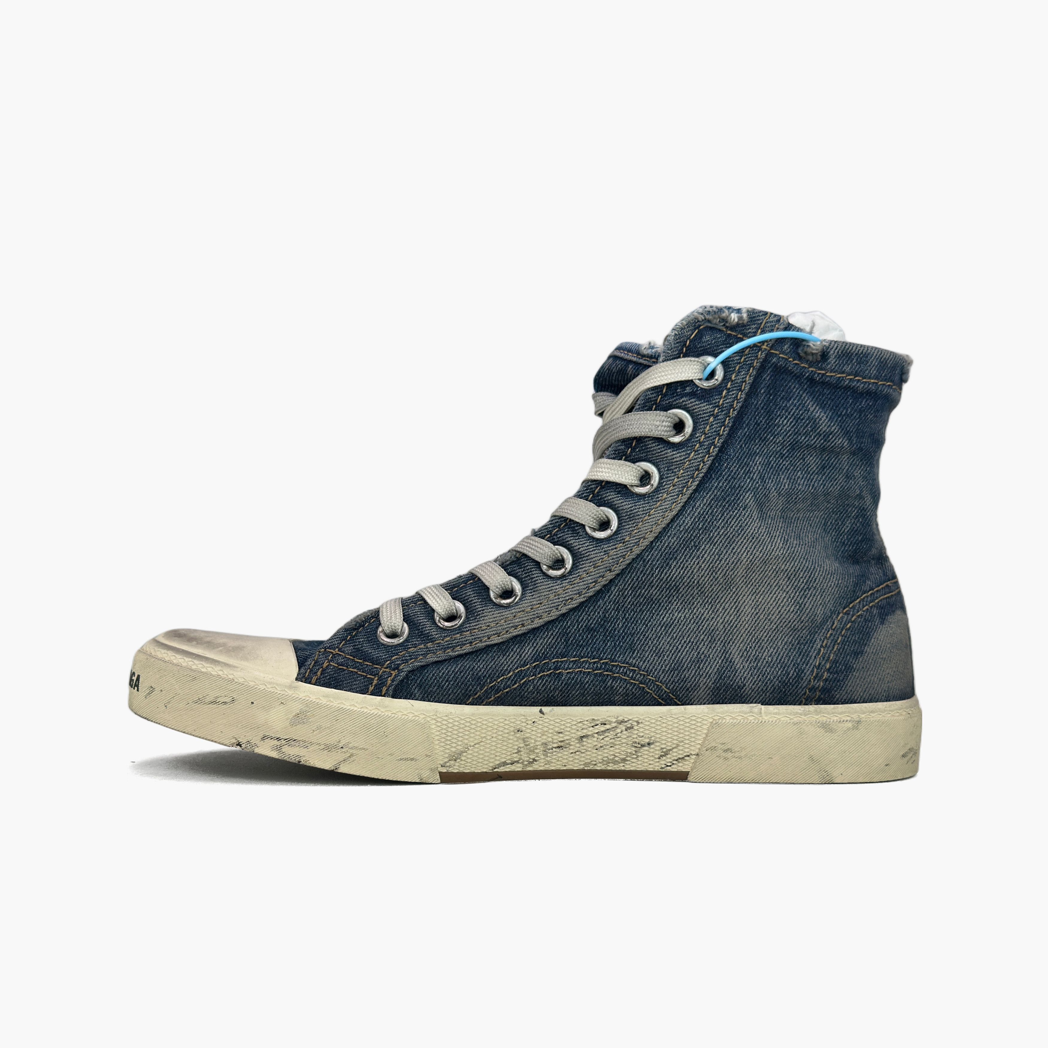 Balenciaga Balenciaga Paris Denim High Top Sneakers Size 8 Size US 8 / EU 41 - 3 Thumbnail
