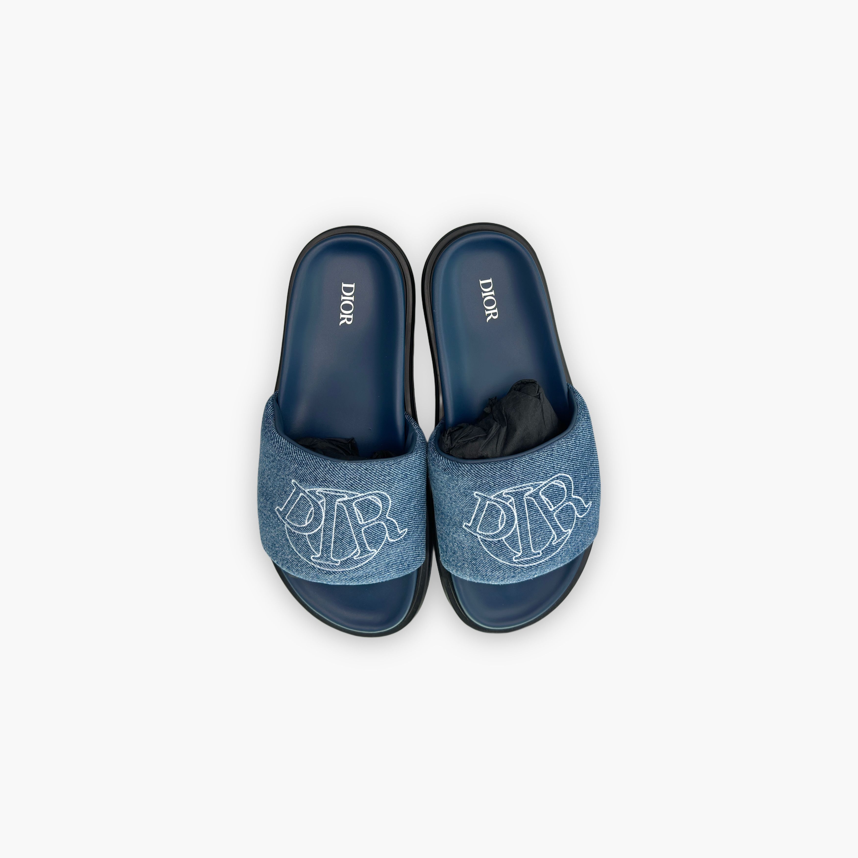 Dior Dior Aqua Denim Logo Slides Size 8 Size US 8 / EU 41 - 9 Thumbnail