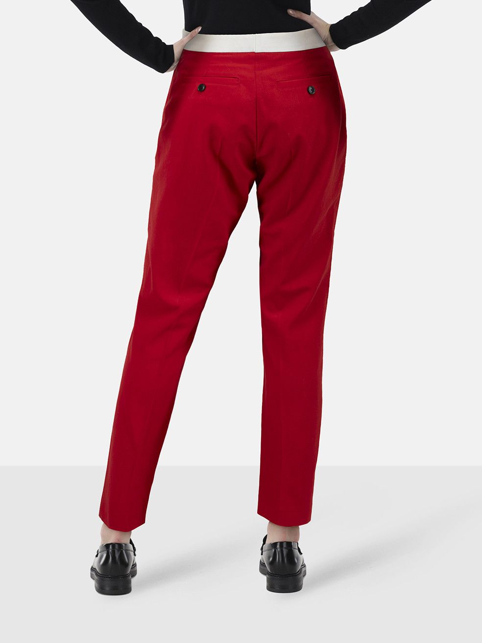 Burberry Red Wool Slim Trousers Size 26" / US 2 / IT 38 - 2 Thumbnail