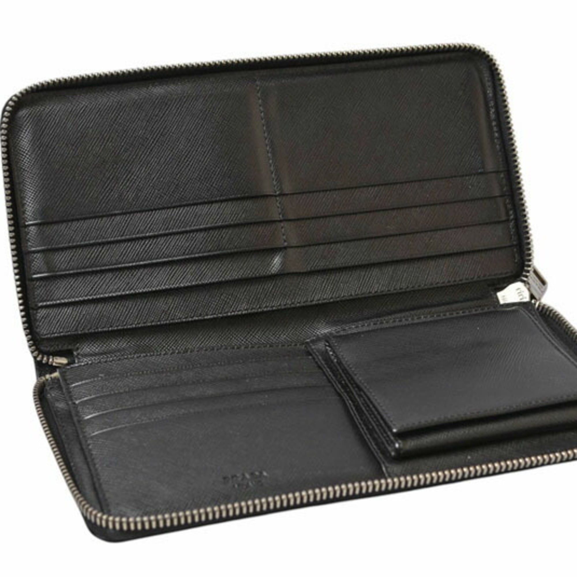 Prada Prada wallet, PRADA long round fold, 2M1264 SAFFIANO, black. Size ONE SIZE - 8 Thumbnail