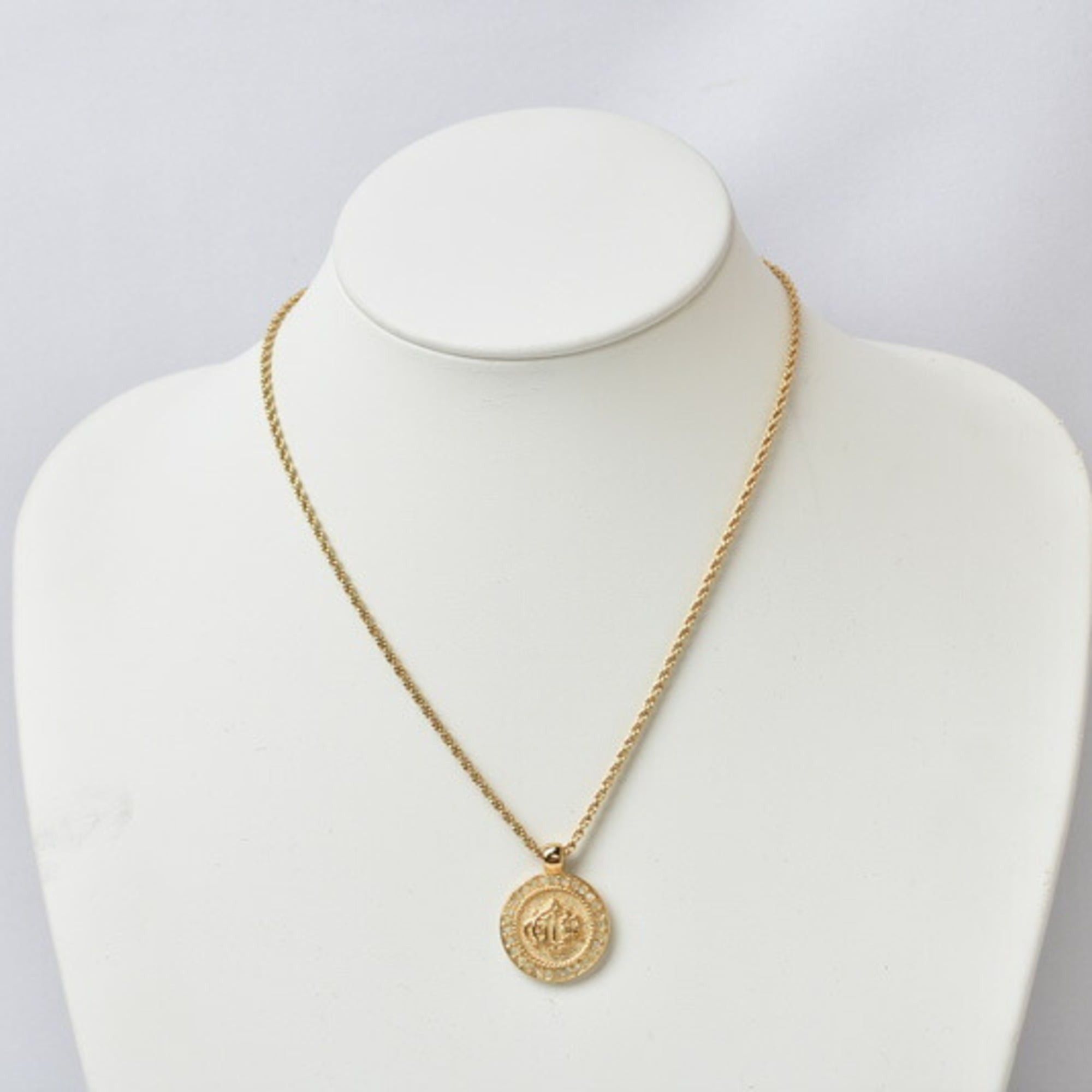 Dior Christian Dior necklace with emblem and rhinestones, gold. Size ONE SIZE - 10 Thumbnail