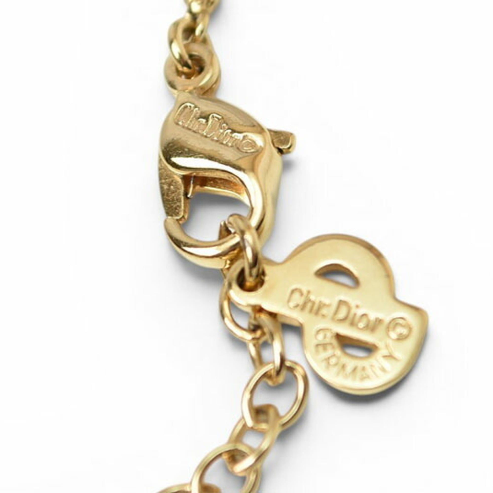 Dior Christian Dior necklace with emblem and rhinestones, gold. Size ONE SIZE - 6 Thumbnail