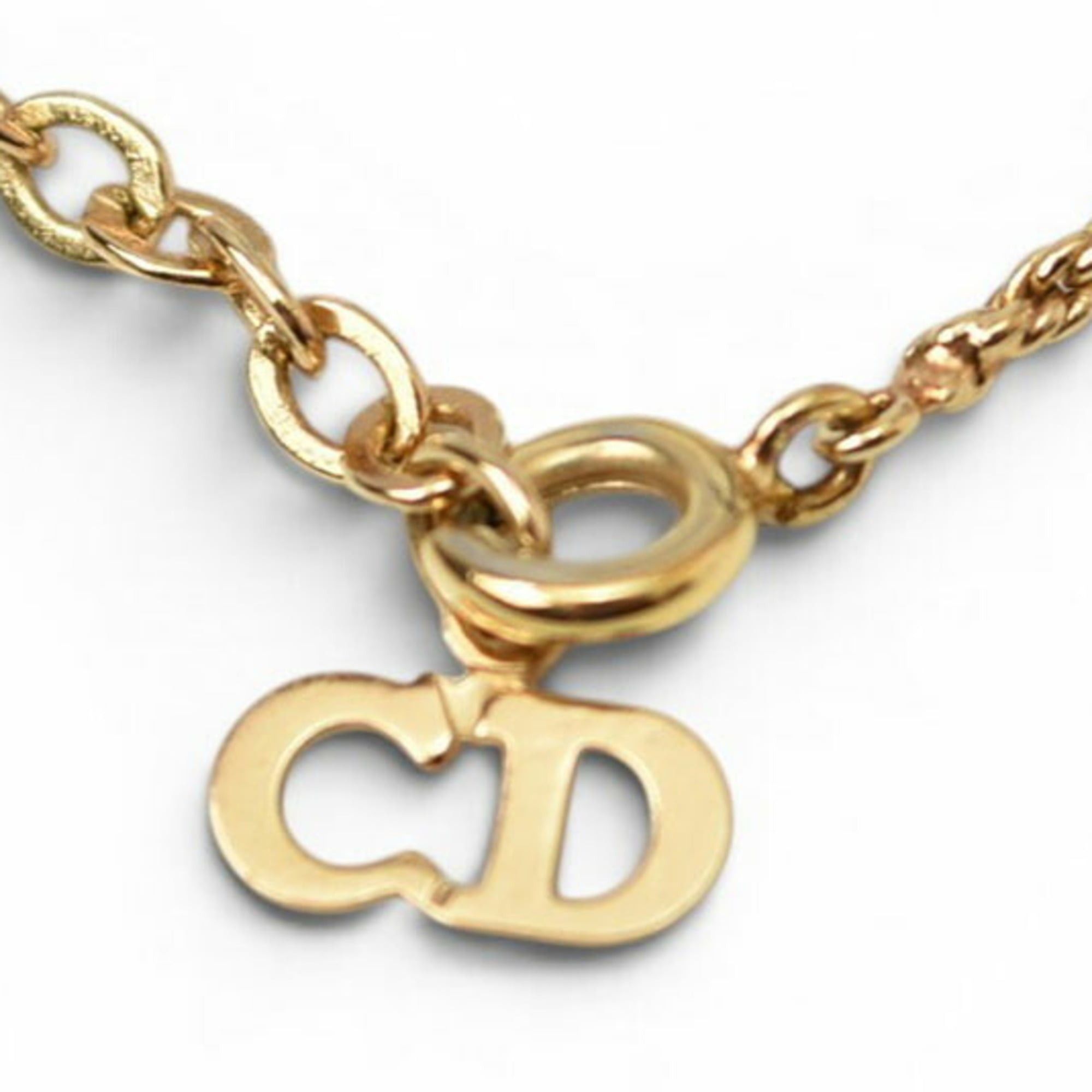 Dior Christian Dior necklace with emblem and rhinestones, gold. Size ONE SIZE - 9 Thumbnail