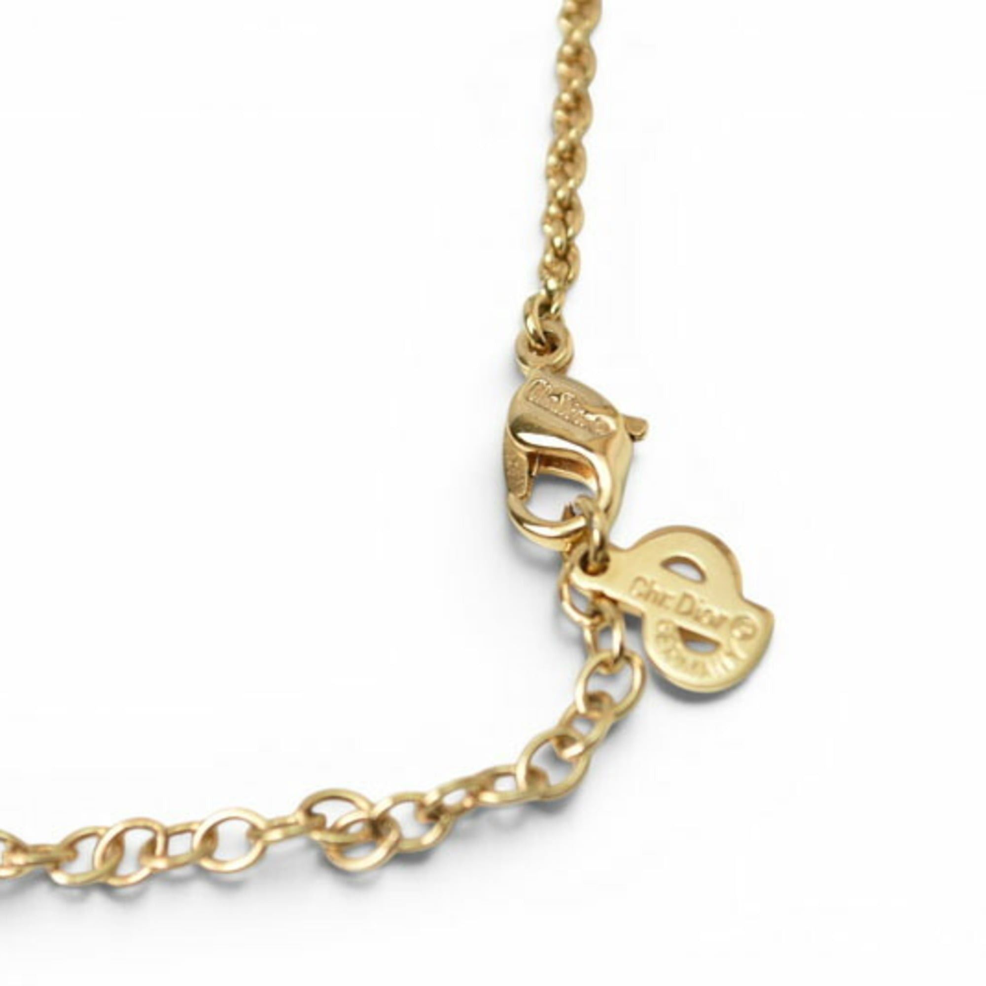 Dior Christian Dior necklace with emblem and rhinestones, gold. Size ONE SIZE - 7 Thumbnail