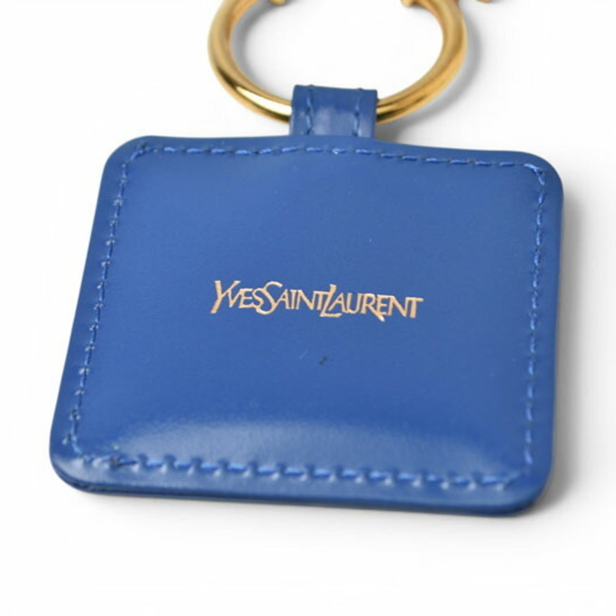 Yves Saint Laurent Yves Saint Laurent YSL Keyring Cassandra Heart Plate Blue Gold Size ONE SIZE - 6 Thumbnail