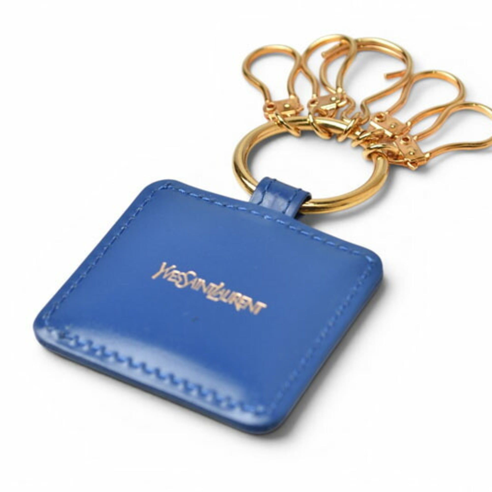 Yves Saint Laurent Yves Saint Laurent YSL Keyring Cassandra Heart Plate Blue Gold Size ONE SIZE - 5 Thumbnail