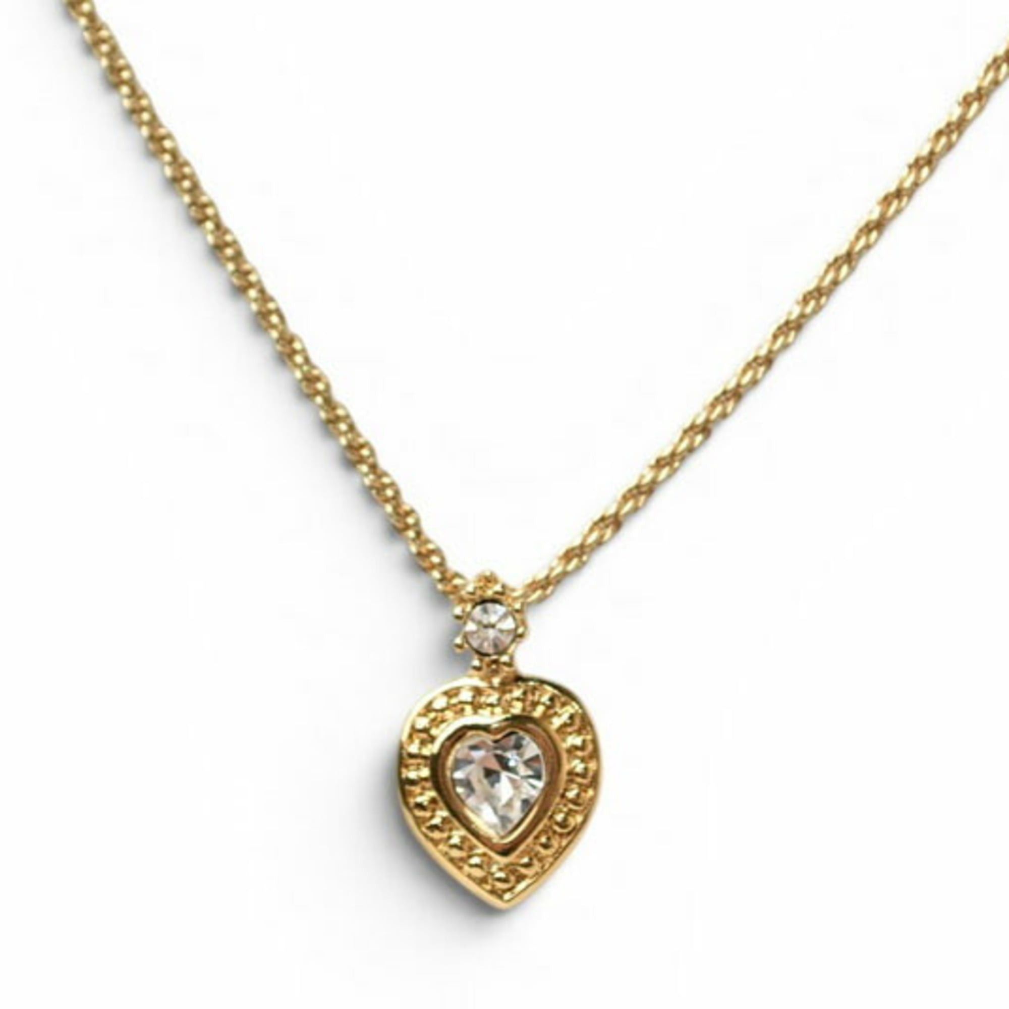 Dior Christian Dior Necklace Choker with Heart Motif and Rhinestones, Gold Size ONE SIZE - 2 Thumbnail