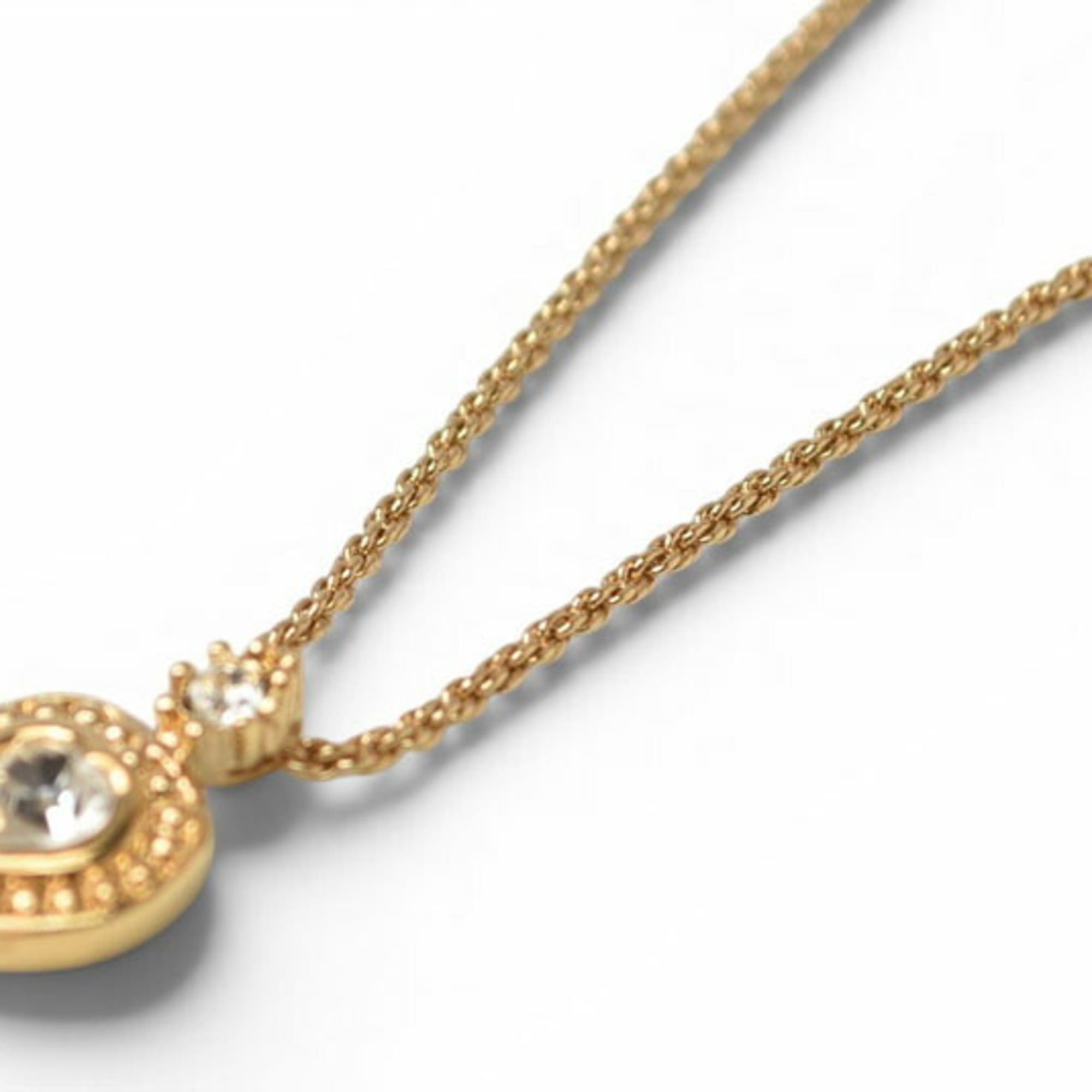 Dior Christian Dior Necklace Choker with Heart Motif and Rhinestones, Gold Size ONE SIZE - 7 Thumbnail