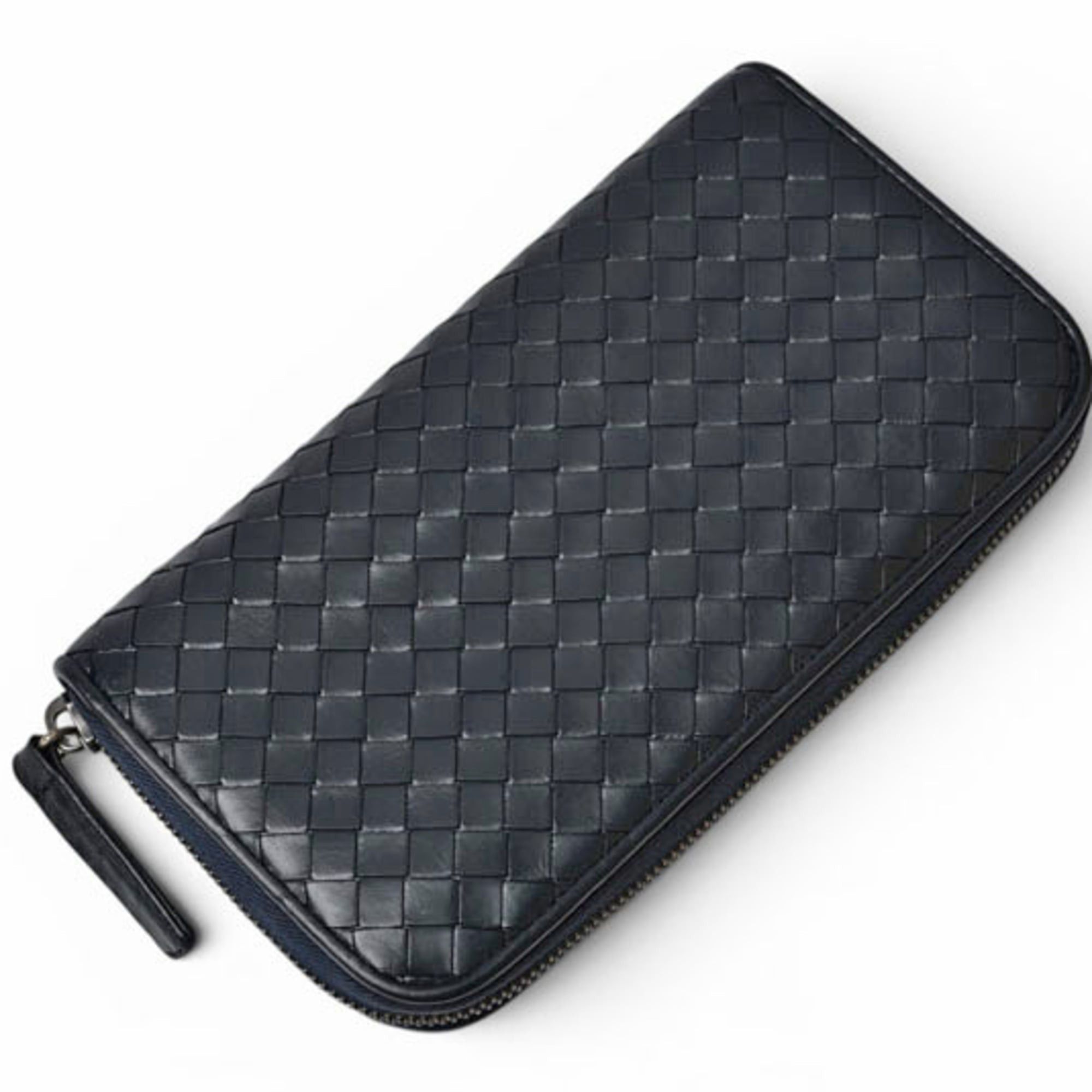 Bottega Veneta Bottega Veneta wallet, BOTTEGA VENETA long round closure, intrecciato weave, navy. Size ONE SIZE - 4 Thumbnail