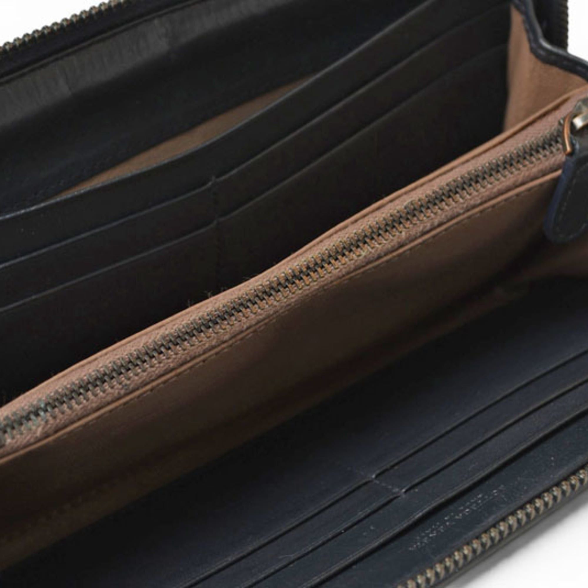 Bottega Veneta Bottega Veneta wallet, BOTTEGA VENETA long round closure, intrecciato weave, navy. Size ONE SIZE - 9 Thumbnail