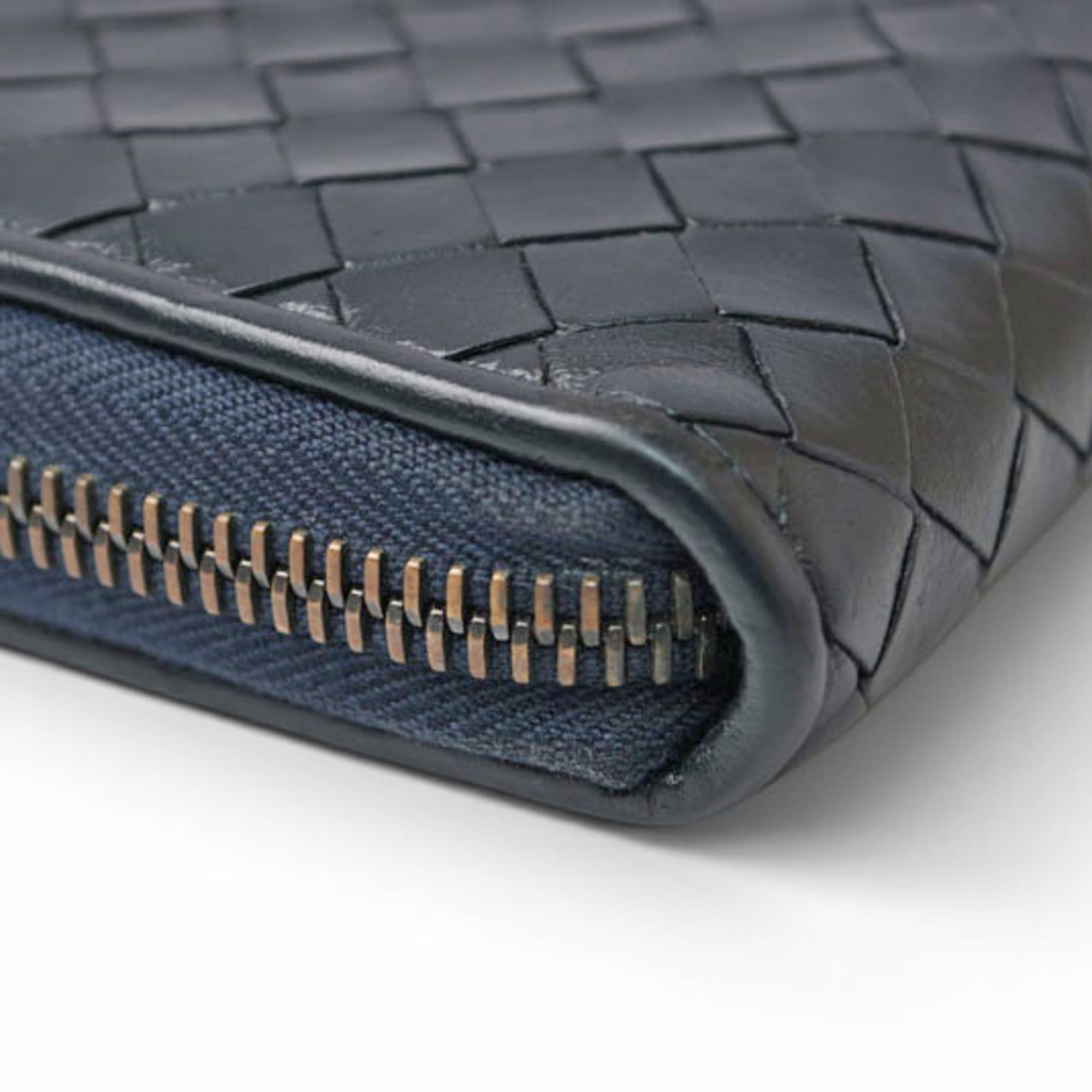Bottega Veneta Bottega Veneta wallet, BOTTEGA VENETA long round closure, intrecciato weave, navy. Size ONE SIZE - 5 Thumbnail