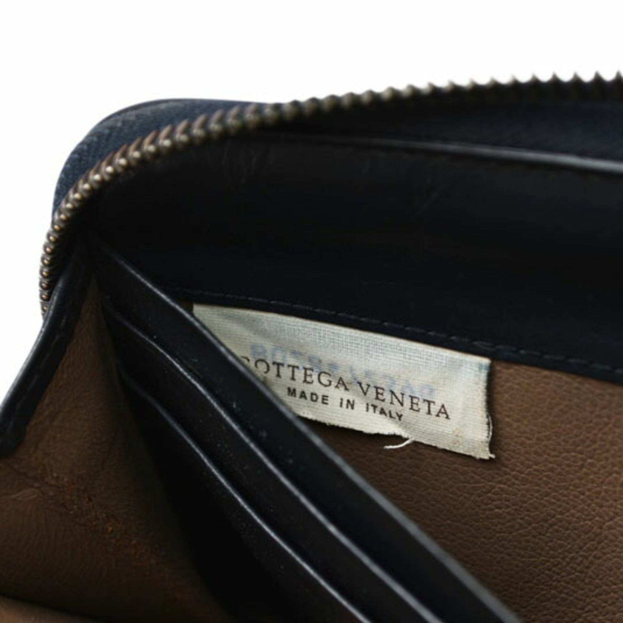 Bottega Veneta Bottega Veneta wallet, BOTTEGA VENETA long round closure, intrecciato weave, navy. Size ONE SIZE - 10 Thumbnail
