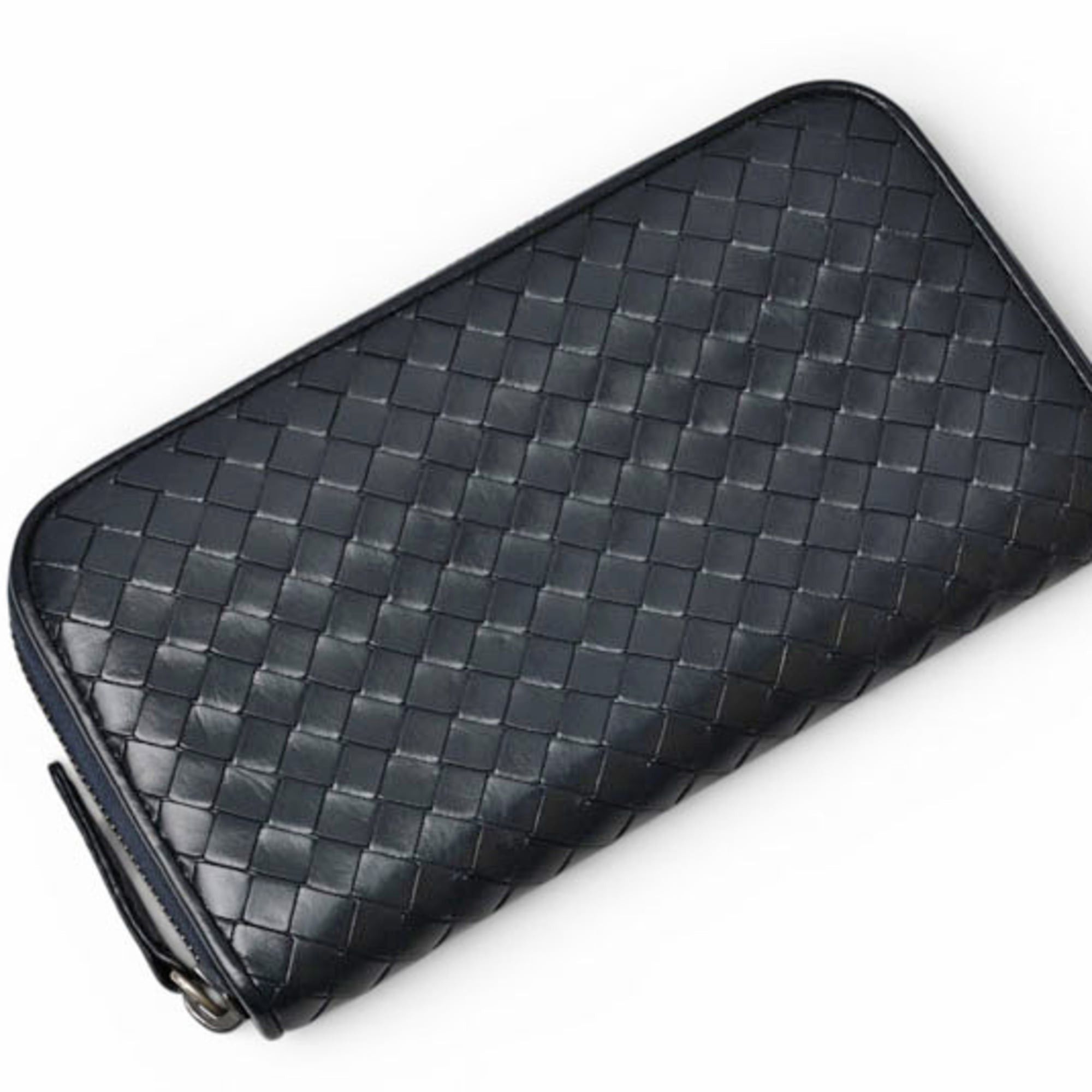 Bottega Veneta Bottega Veneta wallet, BOTTEGA VENETA long round closure, intrecciato weave, navy. Size ONE SIZE - 3 Thumbnail