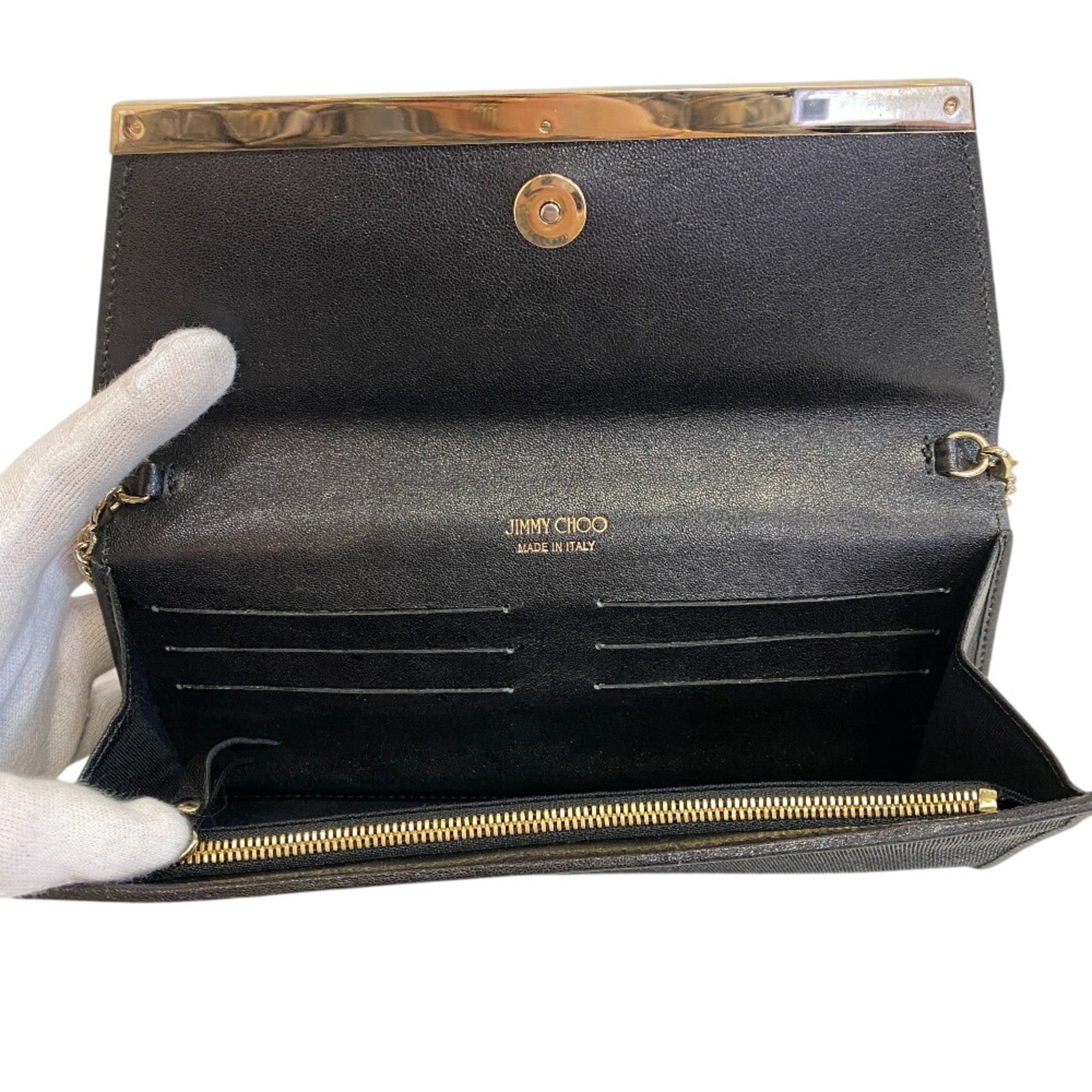 Jimmy Choo JIMMY CHOO Party Bag Chain Wallet Glitter Second Clutch Men's Women's Black Size ONE SIZE - 9 Thumbnail