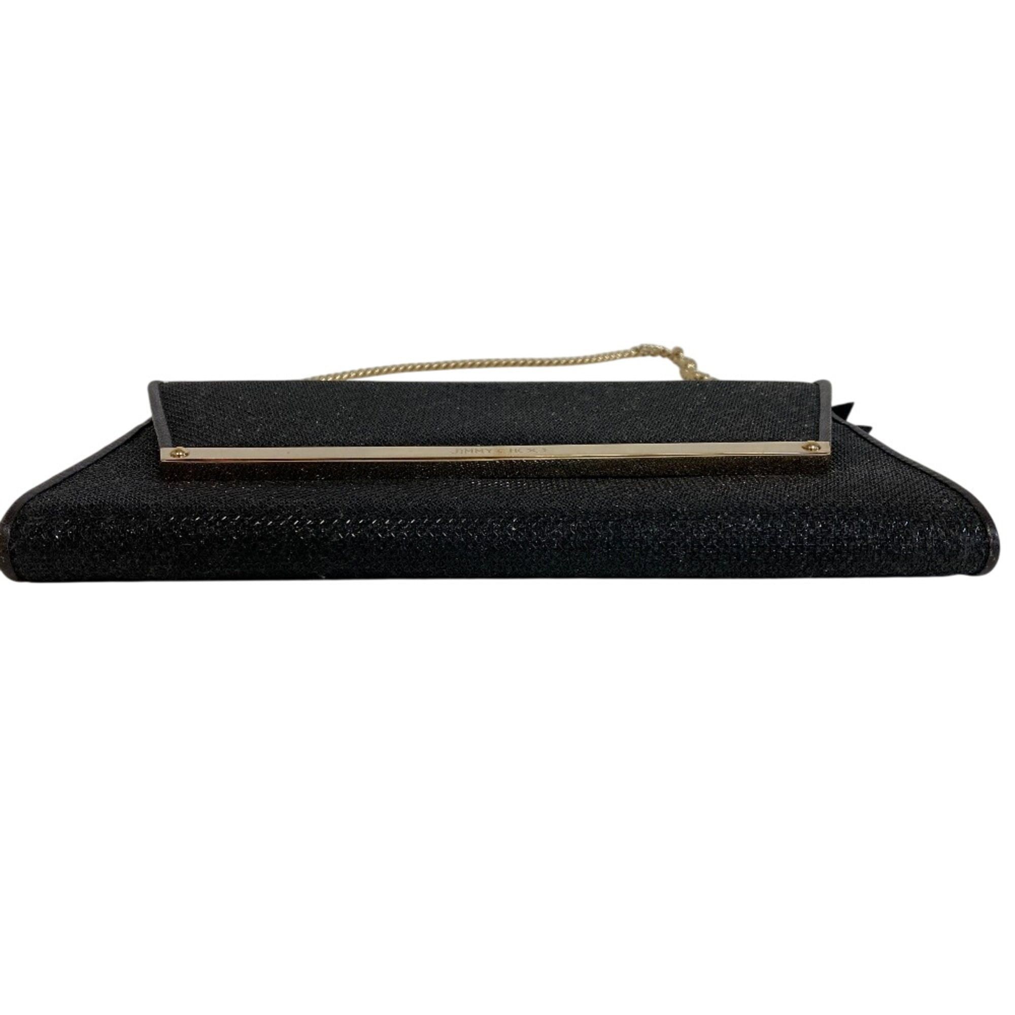 Jimmy Choo JIMMY CHOO Party Bag Chain Wallet Glitter Second Clutch Men's Women's Black Size ONE SIZE - 7 Thumbnail