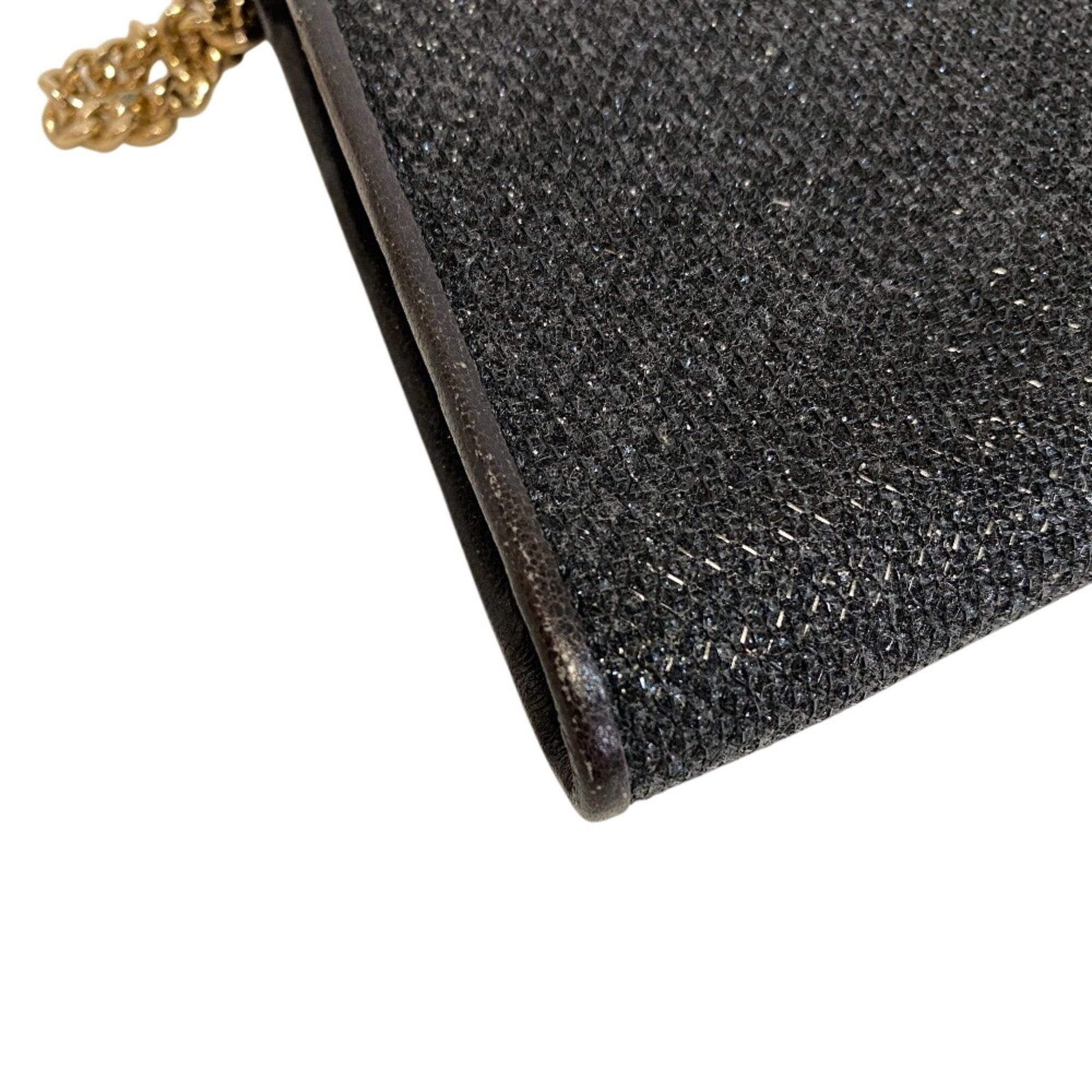 Jimmy Choo JIMMY CHOO Party Bag Chain Wallet Glitter Second Clutch Men's Women's Black Size ONE SIZE - 5 Thumbnail