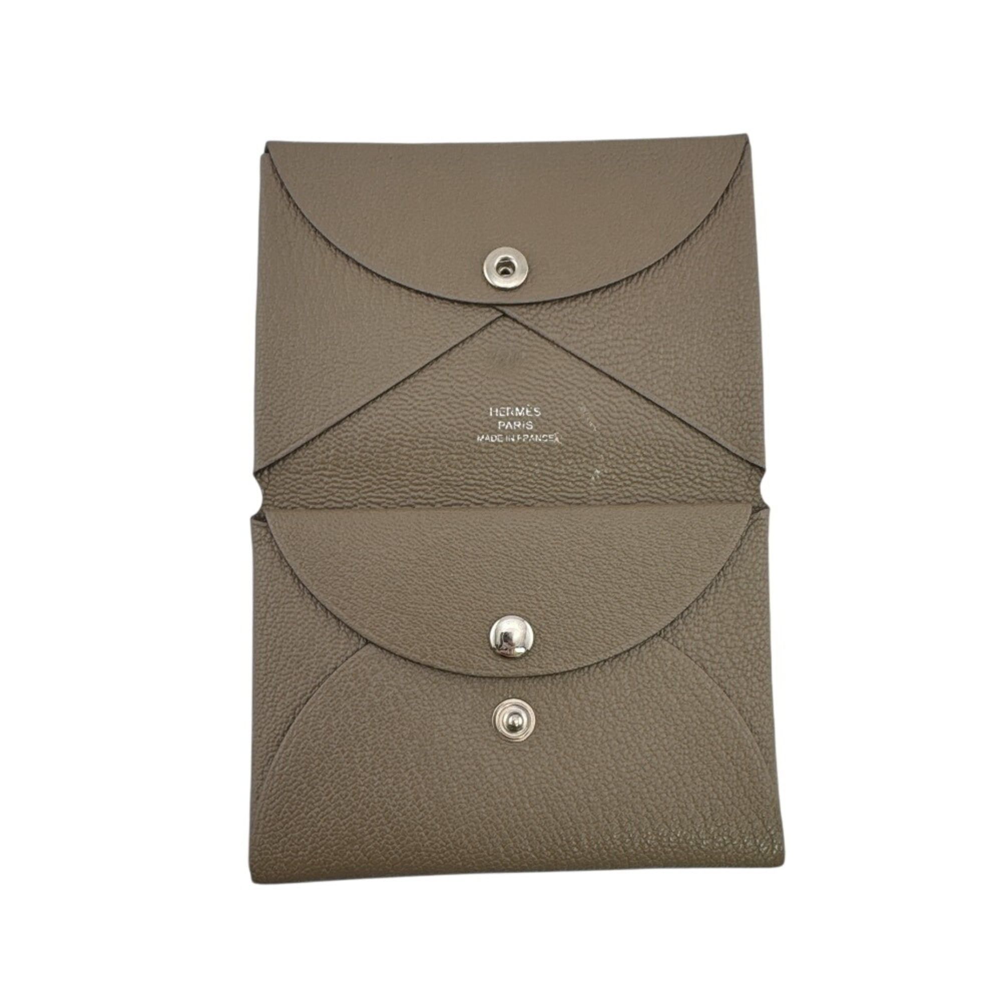 Hermes HERMES Calvi Duo Coin Purse/Card Case, Brown Size ONE SIZE - 7 Thumbnail
