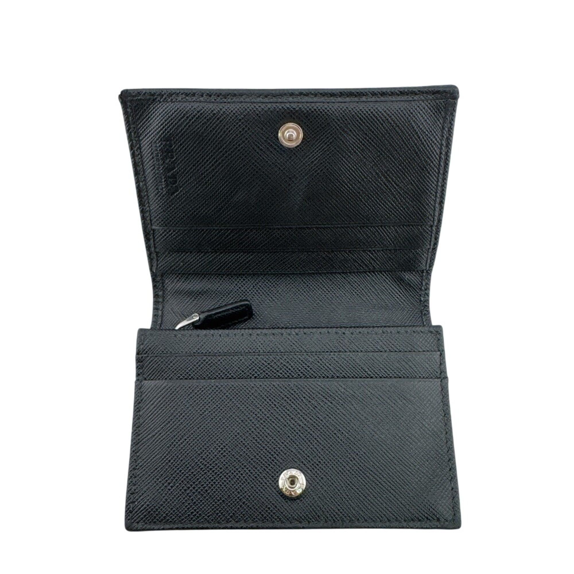 Prada PRADA Triangle Logo Plate Compact Bi-fold Wallet, Black Size ONE SIZE - 10 Thumbnail