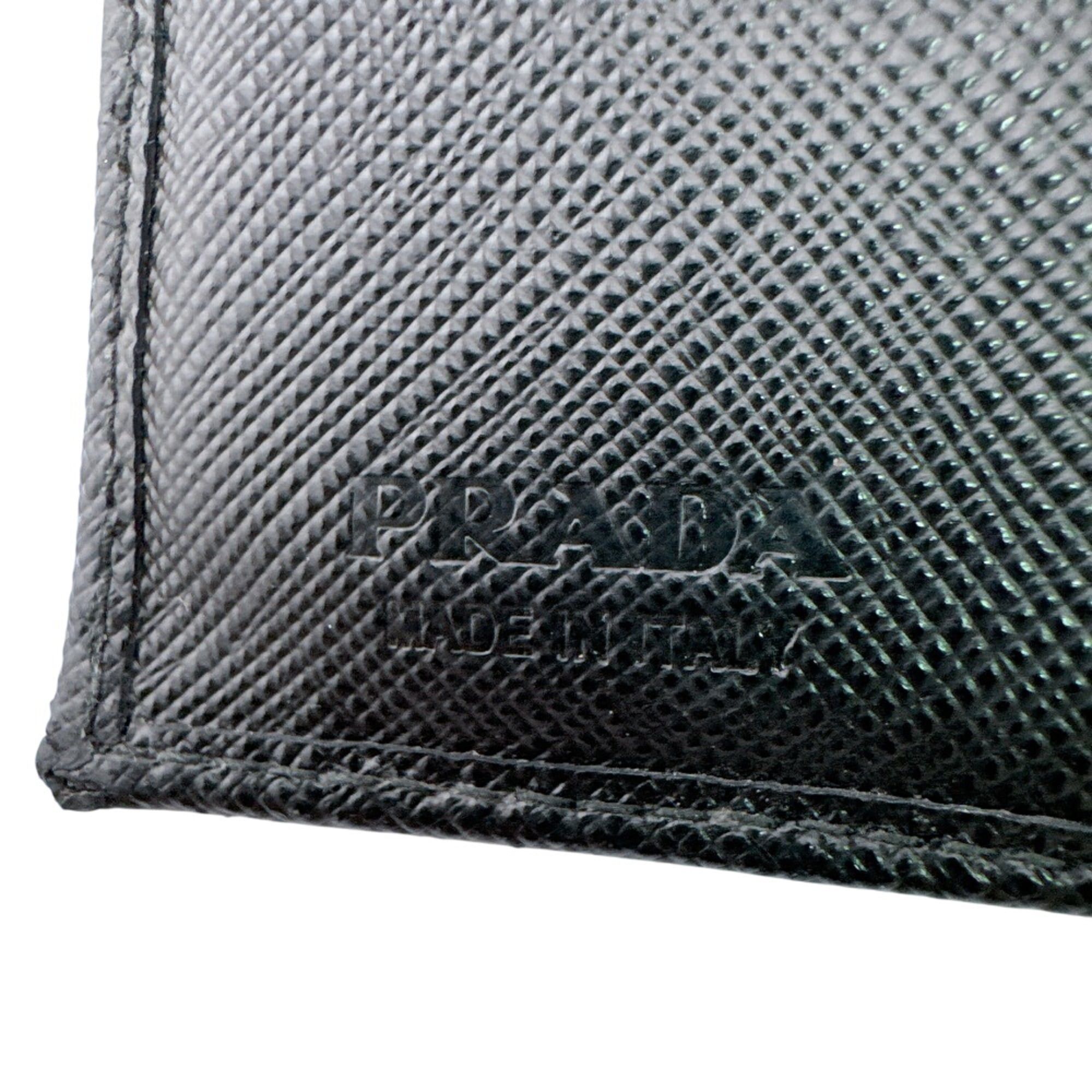 Prada PRADA Triangle Logo Plate Compact Bi-fold Wallet, Black Size ONE SIZE - 11 Thumbnail