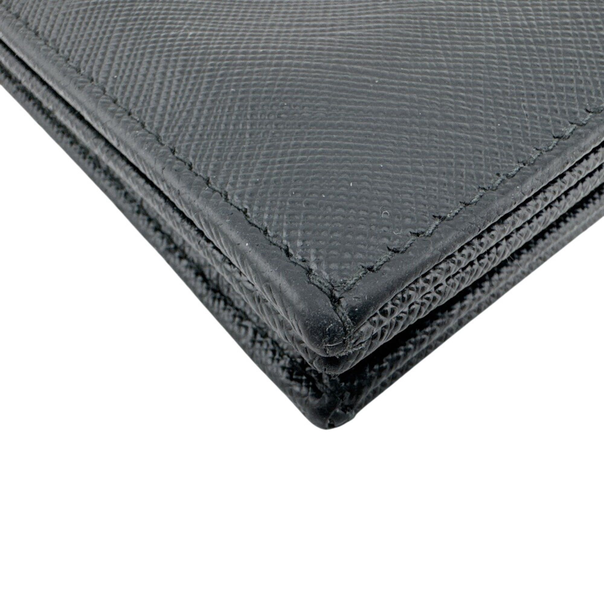 Prada PRADA Triangle Logo Plate Compact Bi-fold Wallet, Black Size ONE SIZE - 4 Thumbnail
