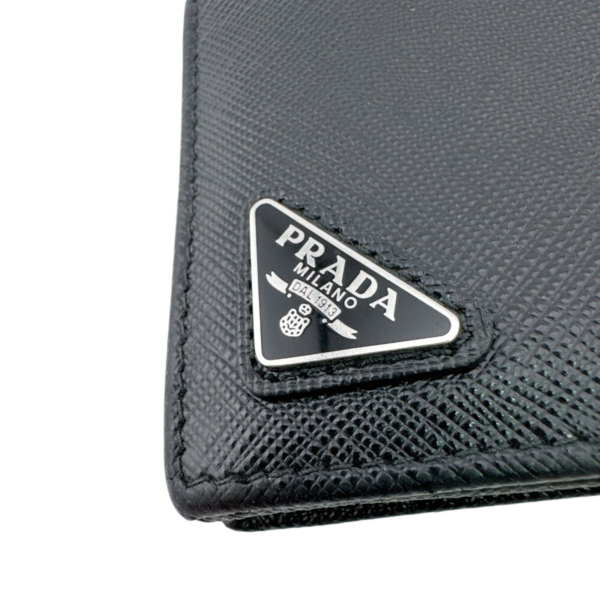 Prada PRADA Triangle Logo Plate Compact Bi-fold Wallet, Black Size ONE SIZE - 7 Thumbnail