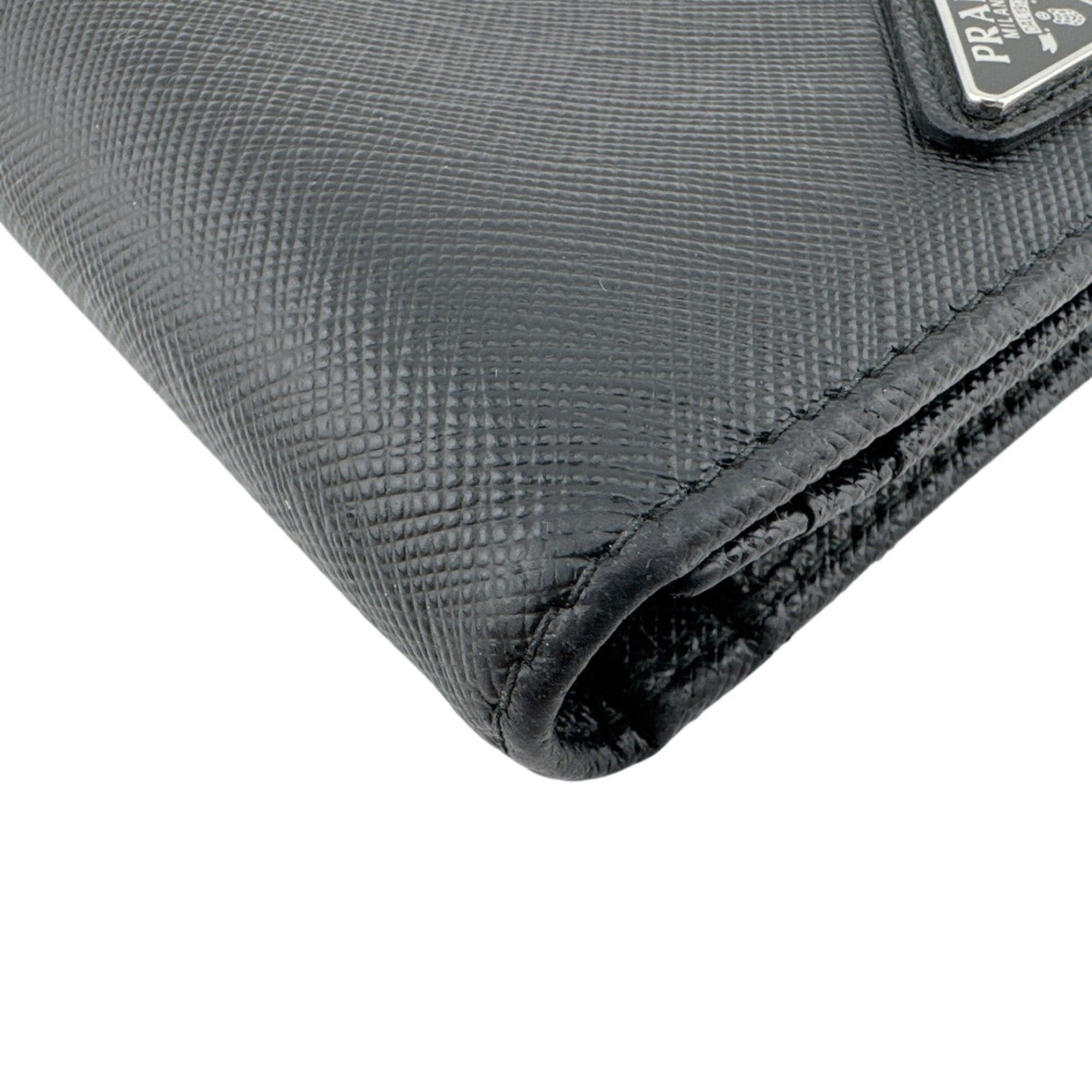 Prada PRADA Triangle Logo Plate Compact Bi-fold Wallet, Black Size ONE SIZE - 6 Thumbnail