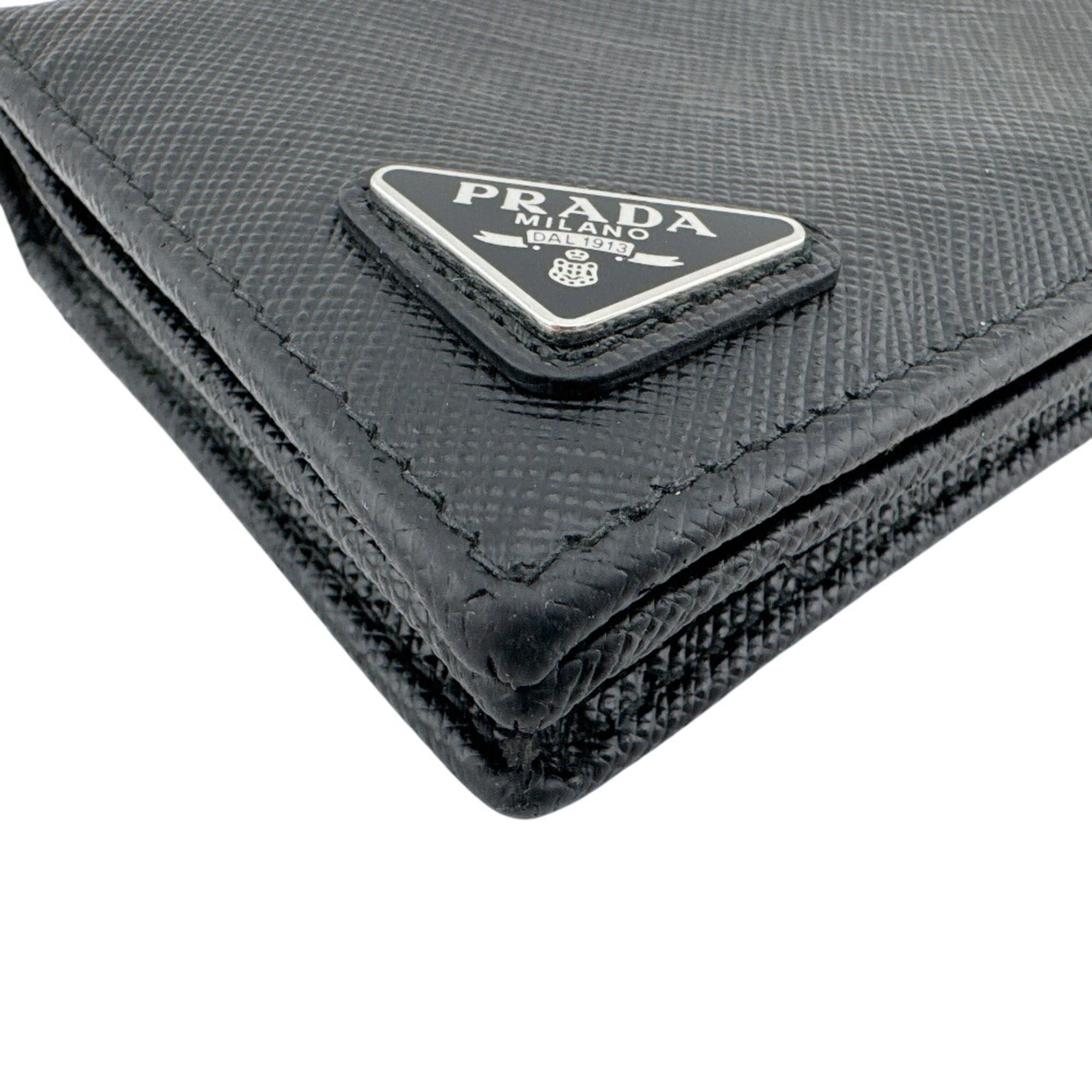 Prada PRADA Triangle Logo Plate Compact Bi-fold Wallet, Black Size ONE SIZE - 3 Thumbnail