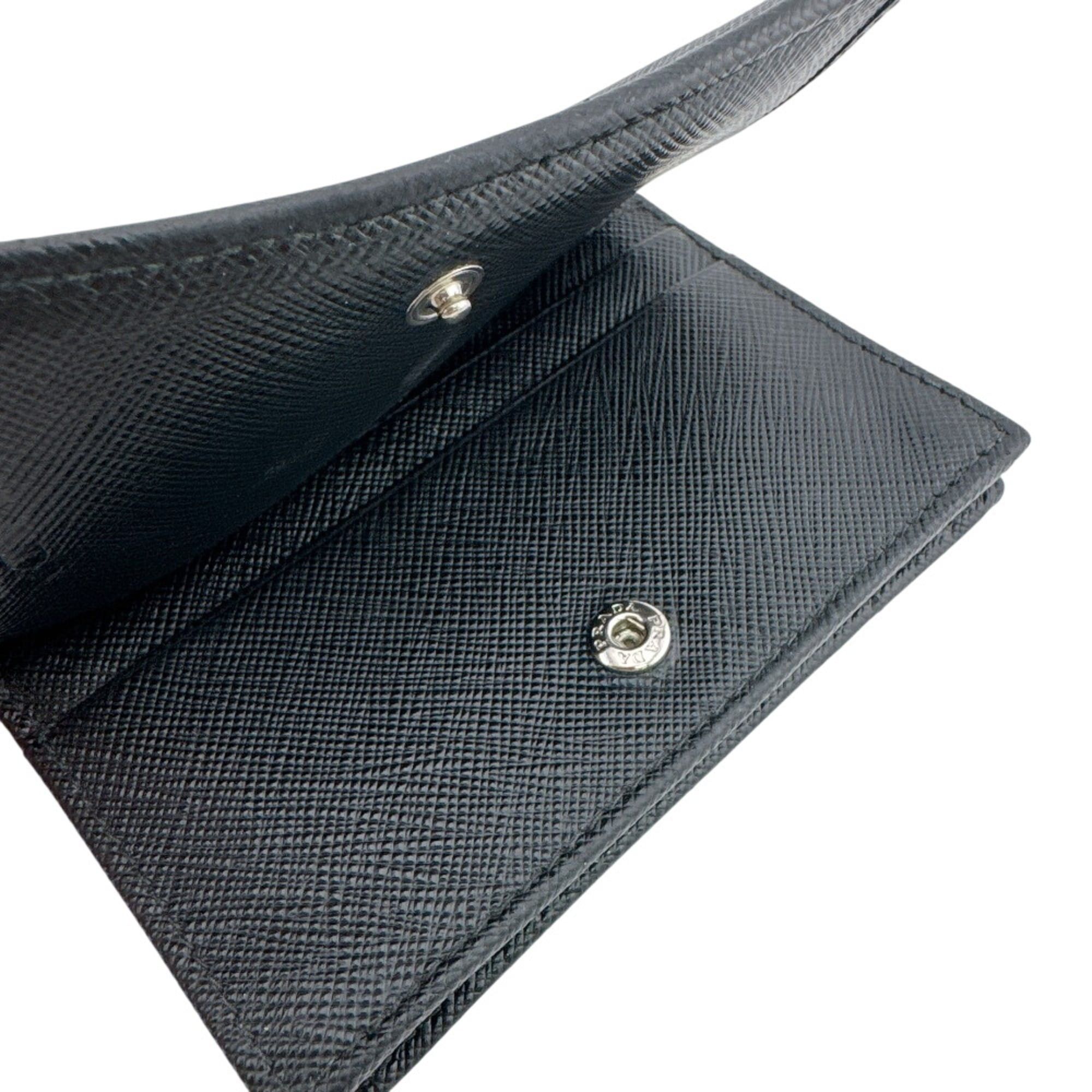 Prada PRADA Triangle Logo Plate Compact Bi-fold Wallet, Black Size ONE SIZE - 8 Thumbnail