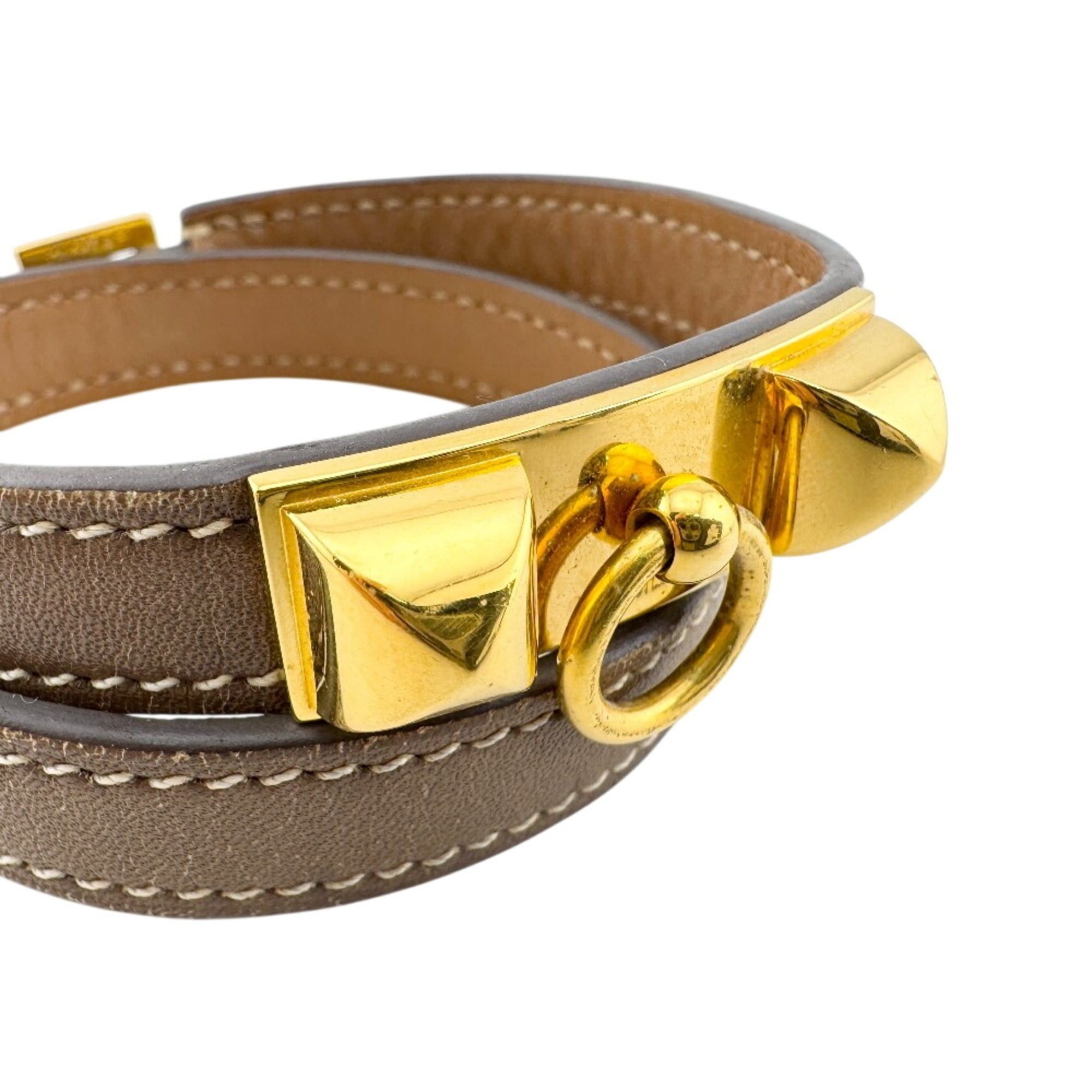 Hermes HERMES Rivale Double Tour Bangle Bracelet Brown Size ONE SIZE - 5 Thumbnail