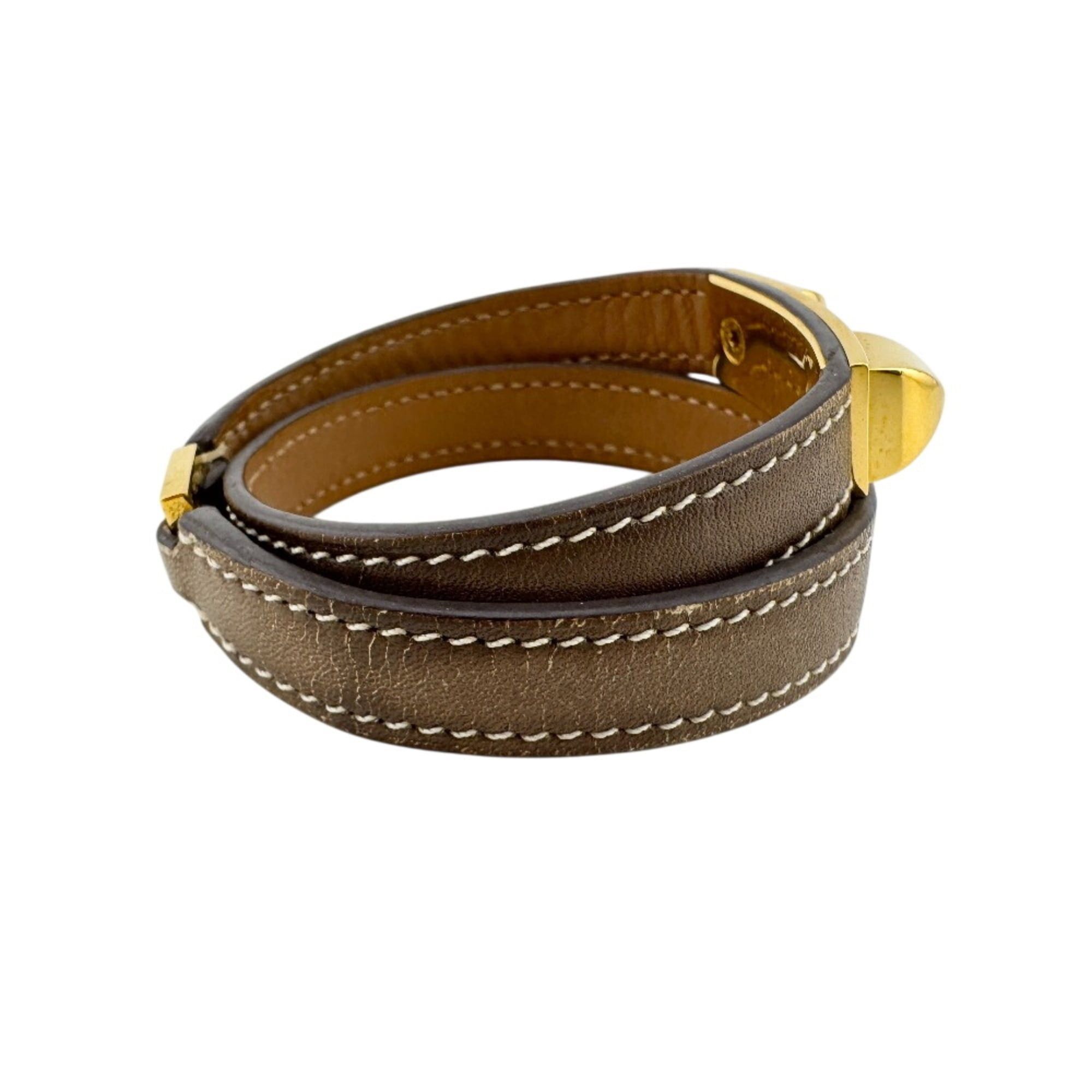 Hermes HERMES Rivale Double Tour Bangle Bracelet Brown Size ONE SIZE - 4 Thumbnail