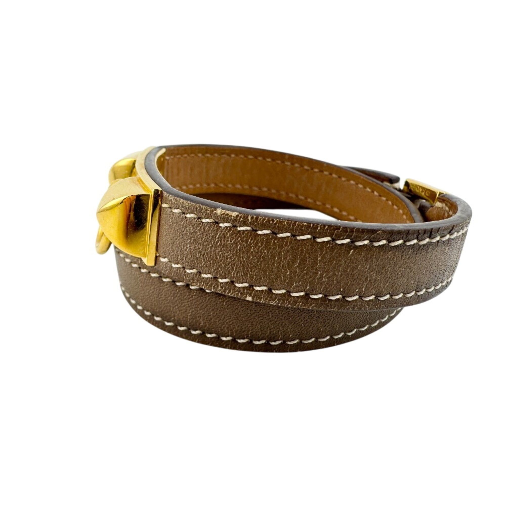 Hermes HERMES Rivale Double Tour Bangle Bracelet Brown Size ONE SIZE - 2 Thumbnail