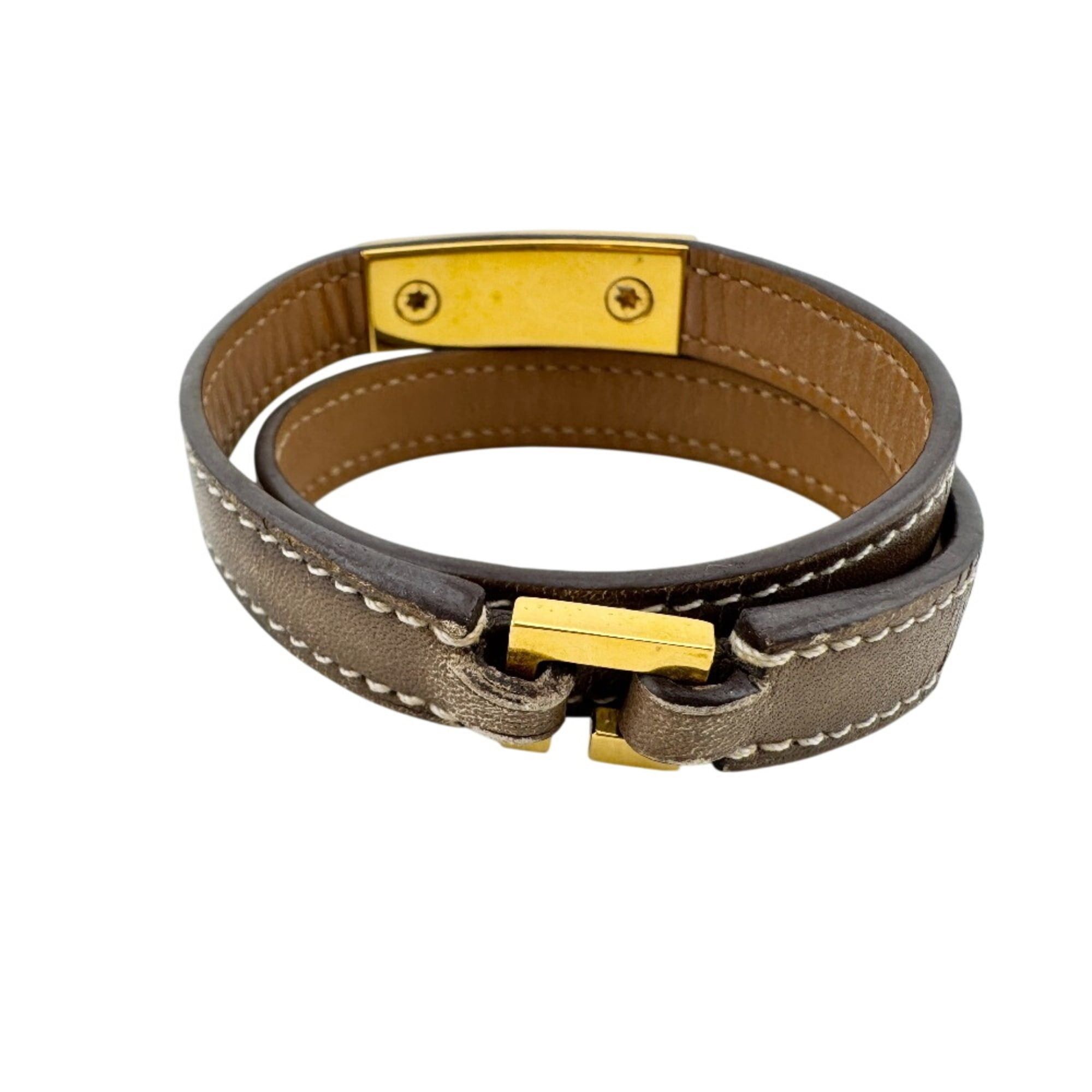 Hermes HERMES Rivale Double Tour Bangle Bracelet Brown Size ONE SIZE - 3 Thumbnail