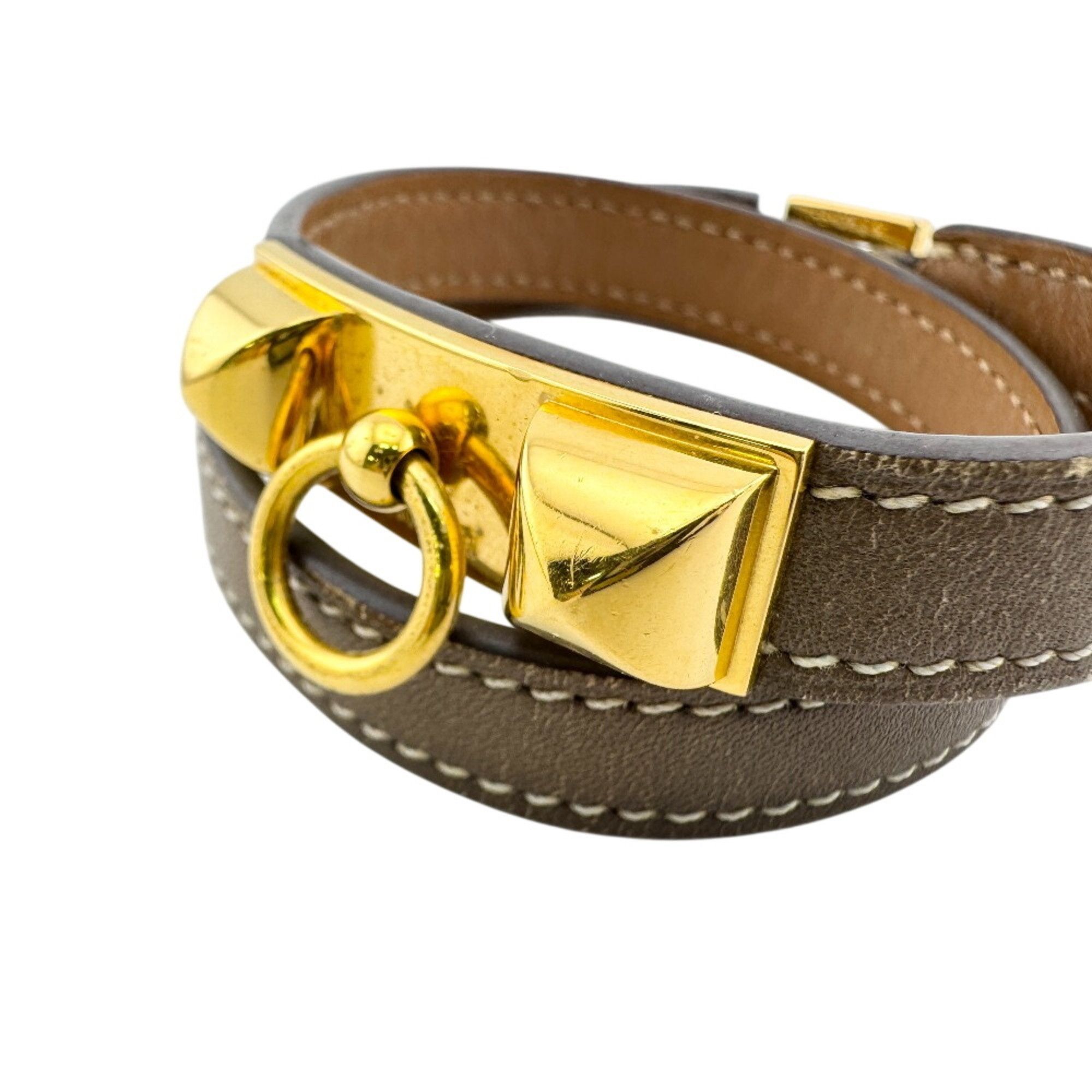 Hermes HERMES Rivale Double Tour Bangle Bracelet Brown Size ONE SIZE - 6 Thumbnail